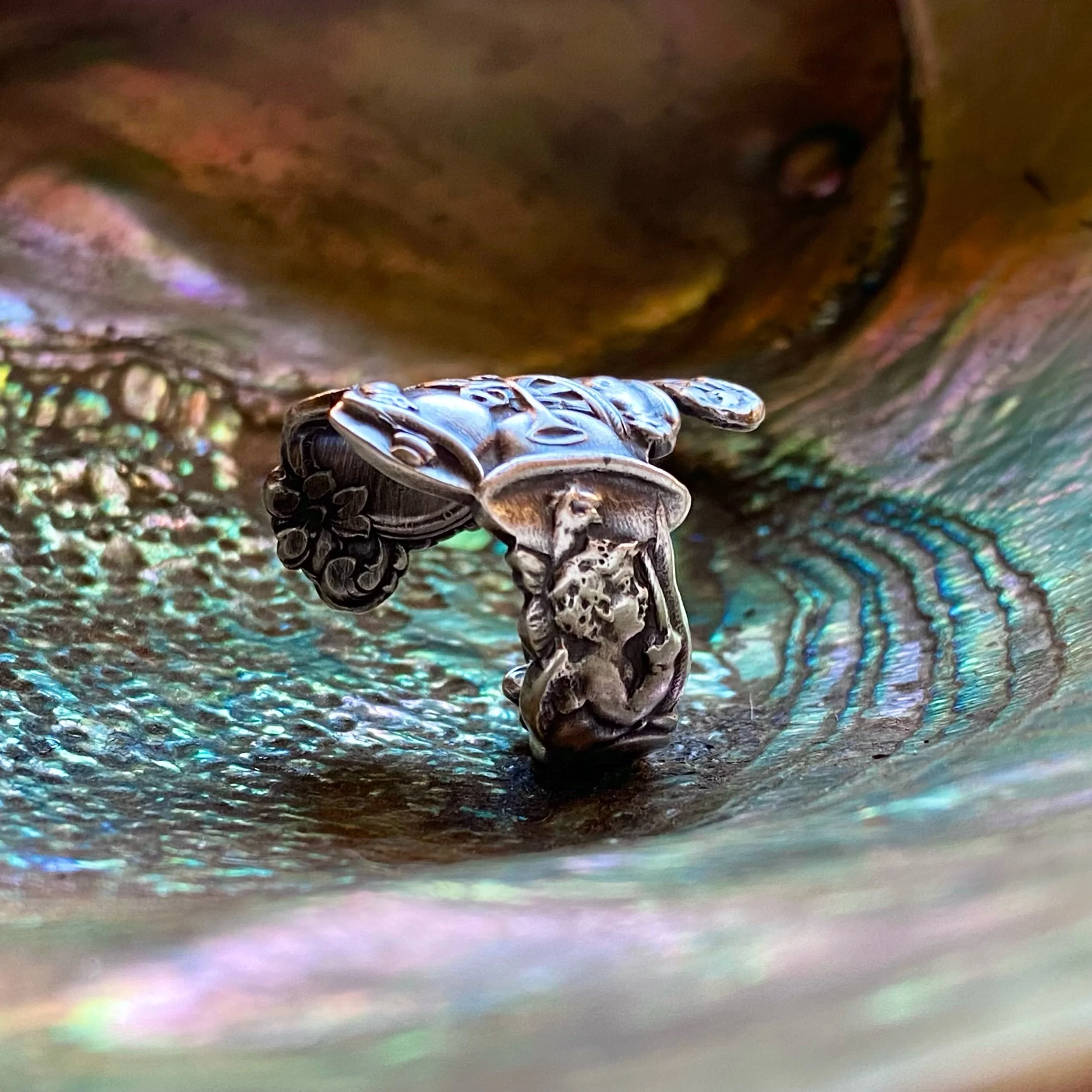 Rejoicing Cherubs Sterling Spoon Ring - LadyForge Jewelry