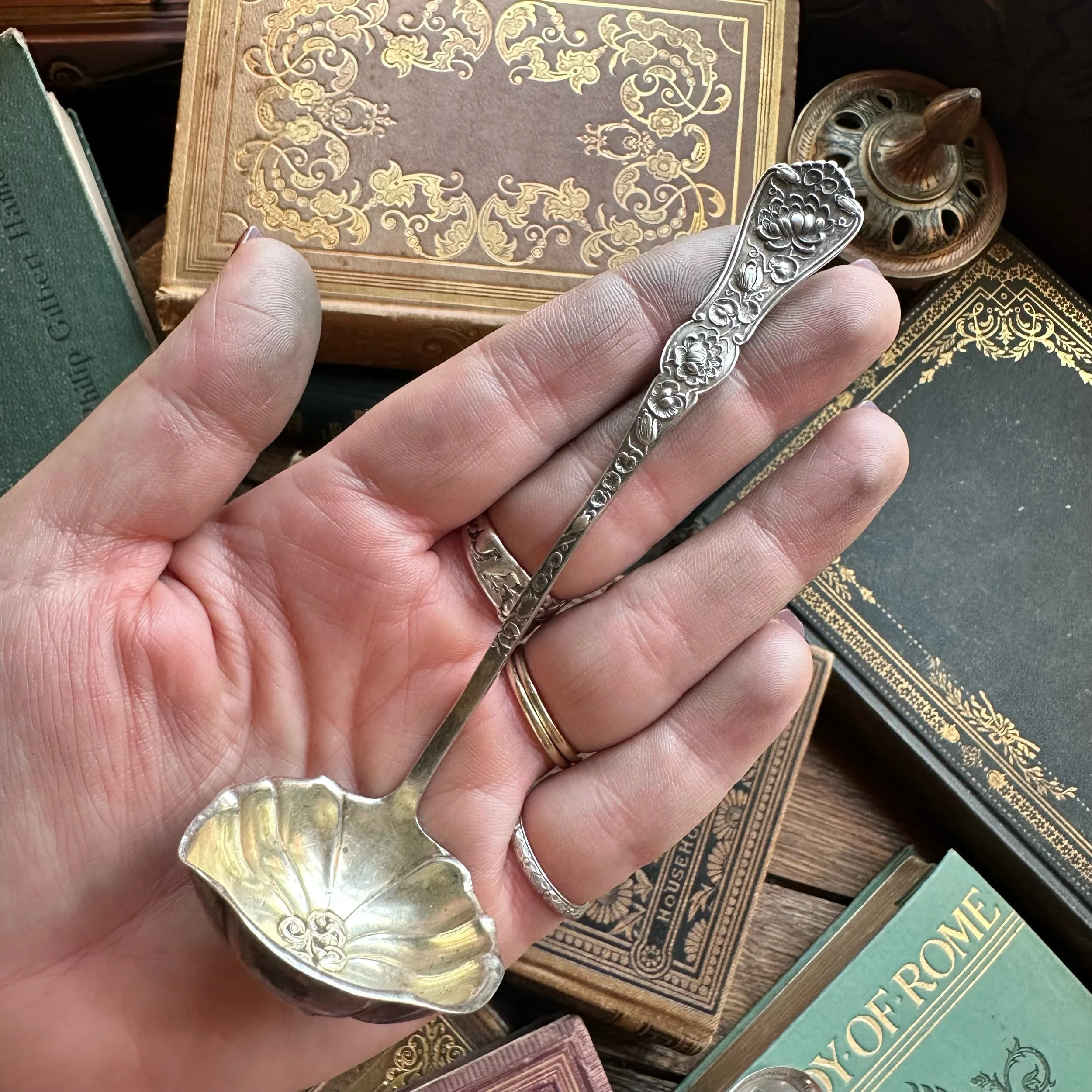 1900 Water Lily Sterling Spoon Ring - LadyForge Jewelry