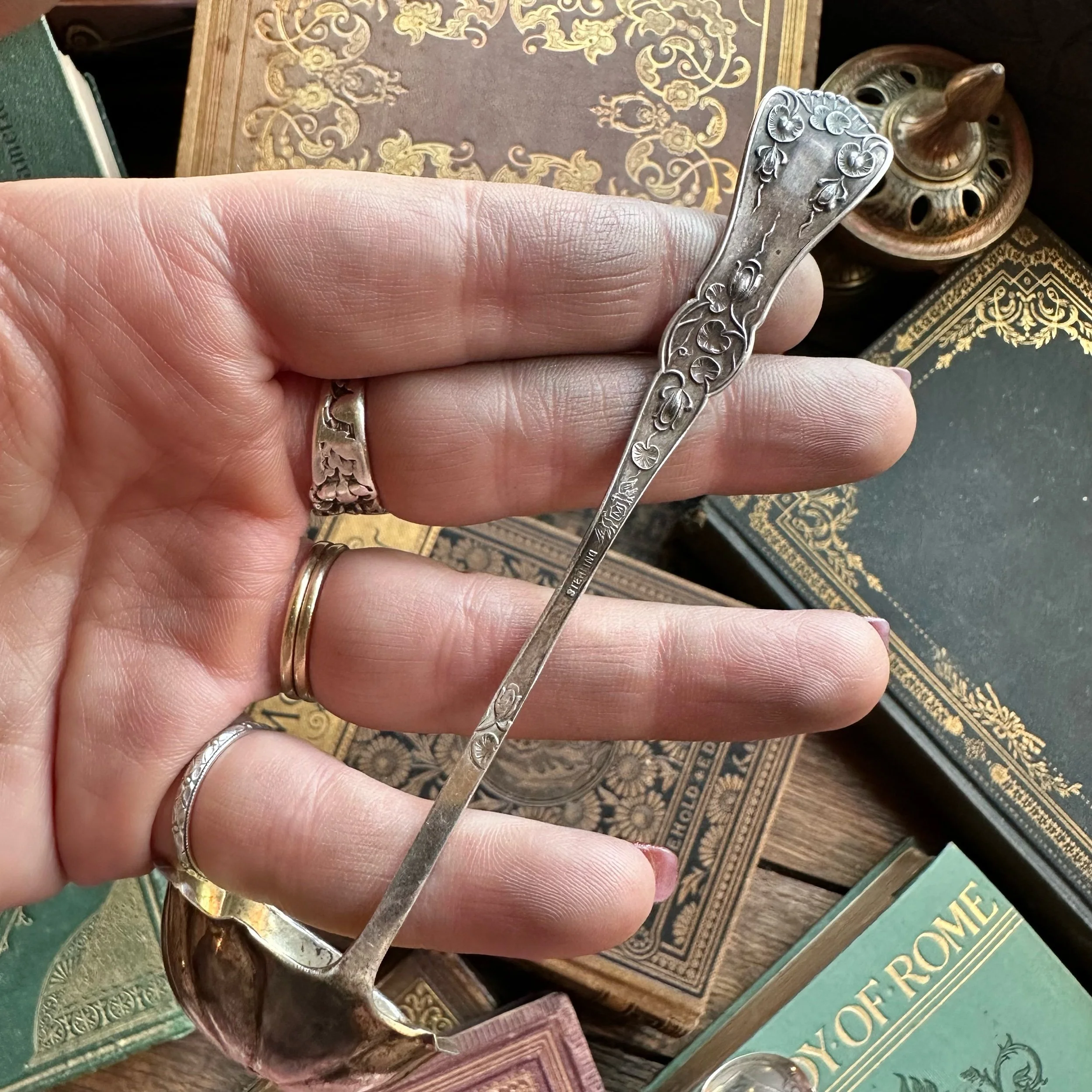 1900 Water Lily Sterling Spoon Ring - LadyForge Jewelry