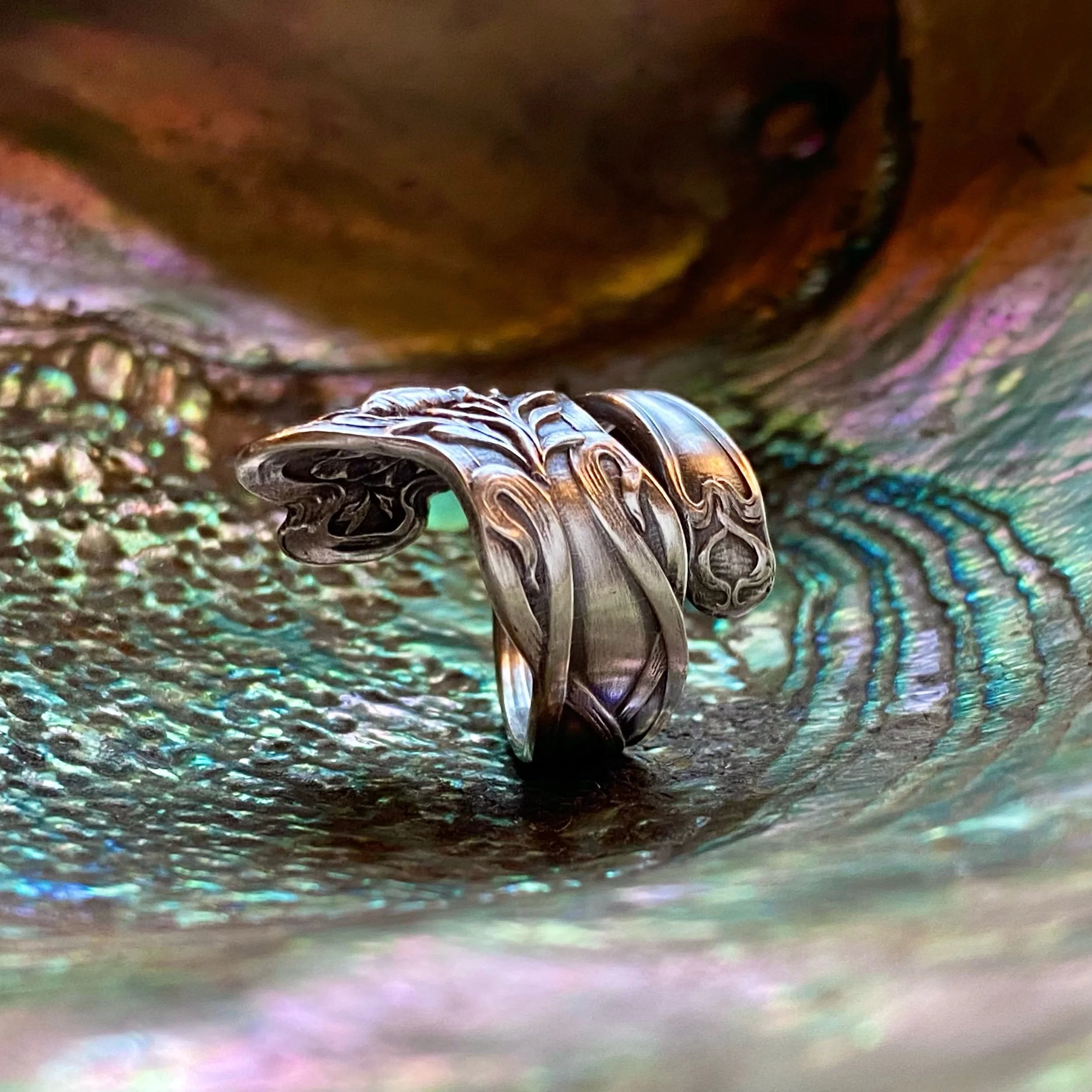 1908 Poppy Sterling Spoon Ring - LadyForge Jewelry