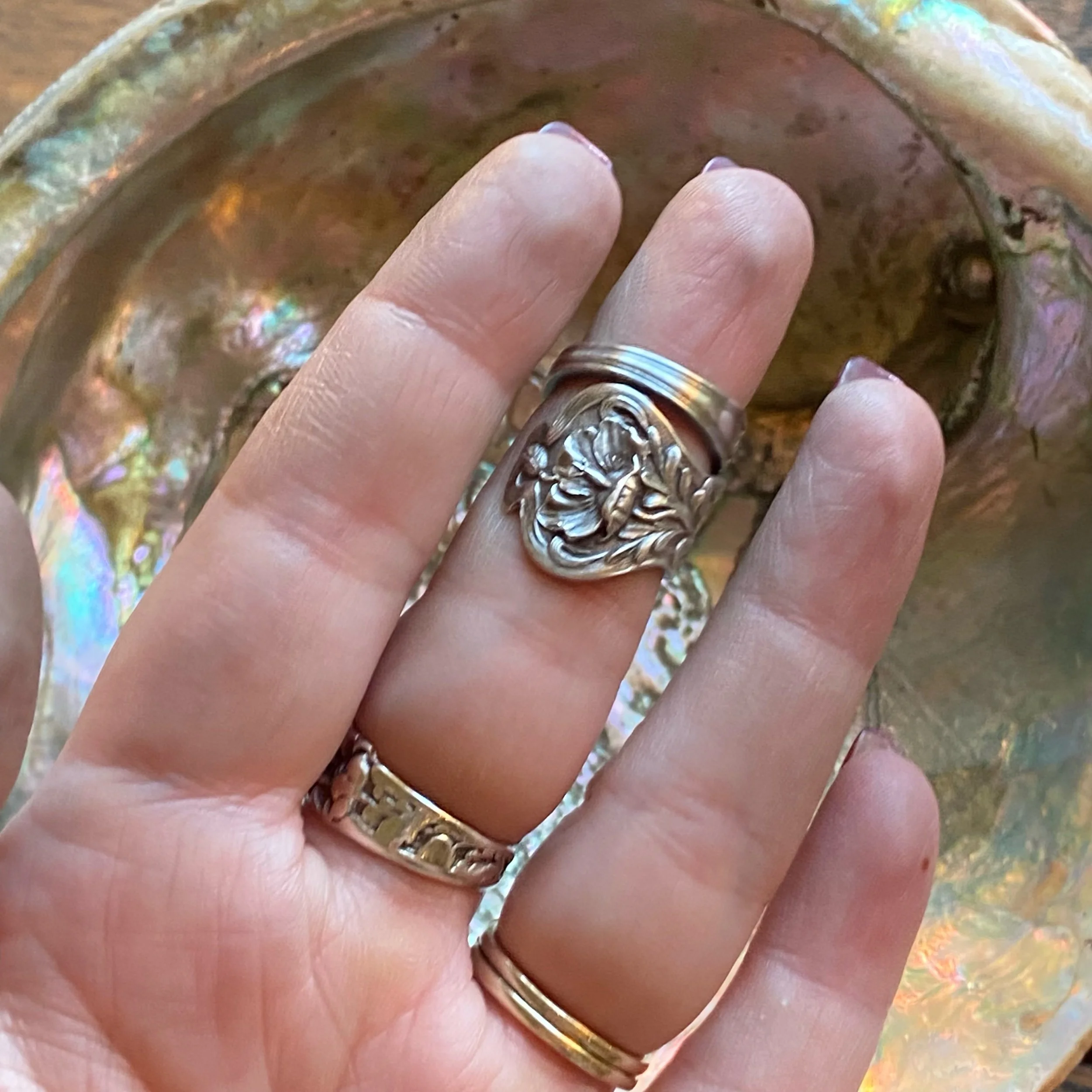 1908 Poppy Sterling Spoon Ring - LadyForge Jewelry