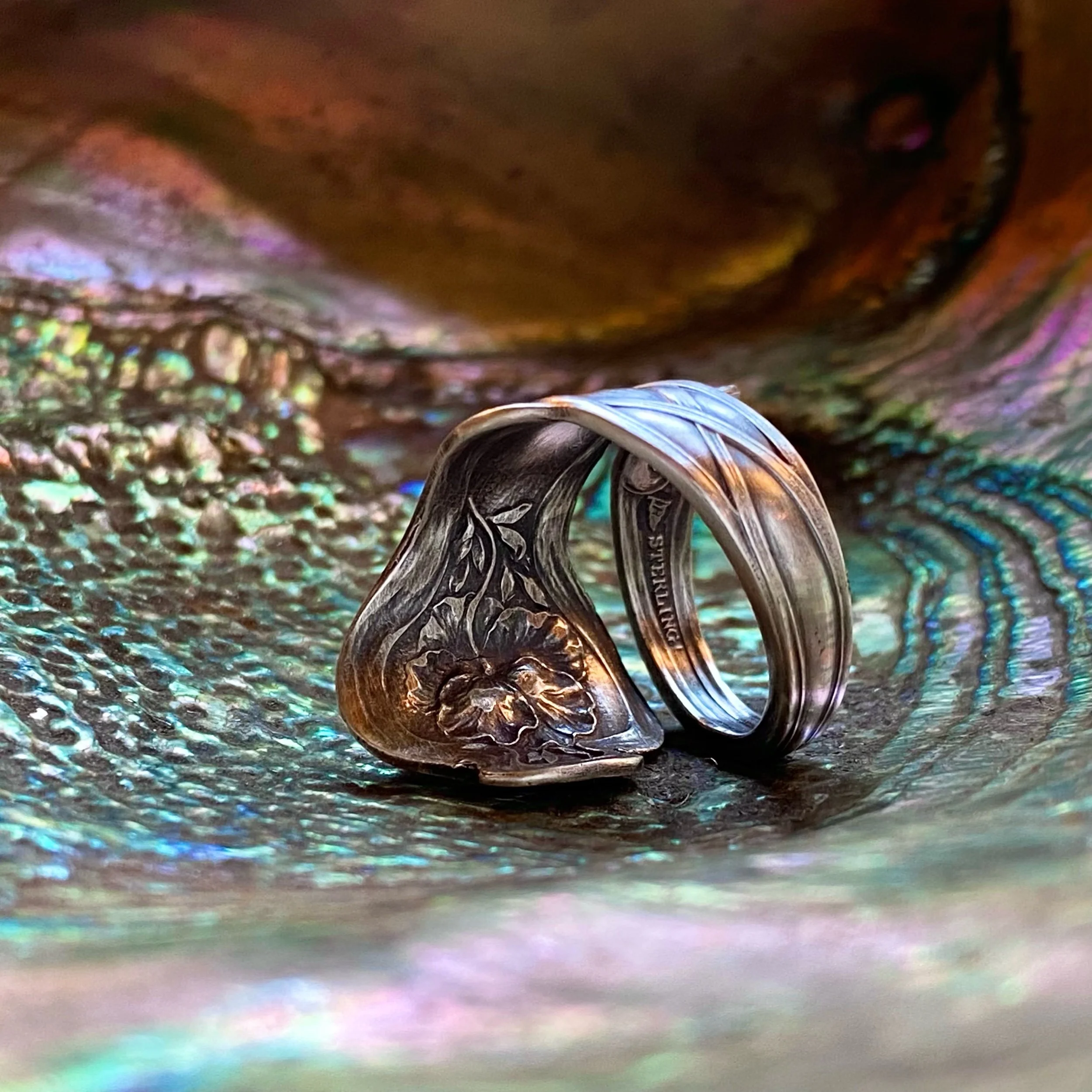 1908 Poppy Sterling Spoon Ring - LadyForge Jewelry