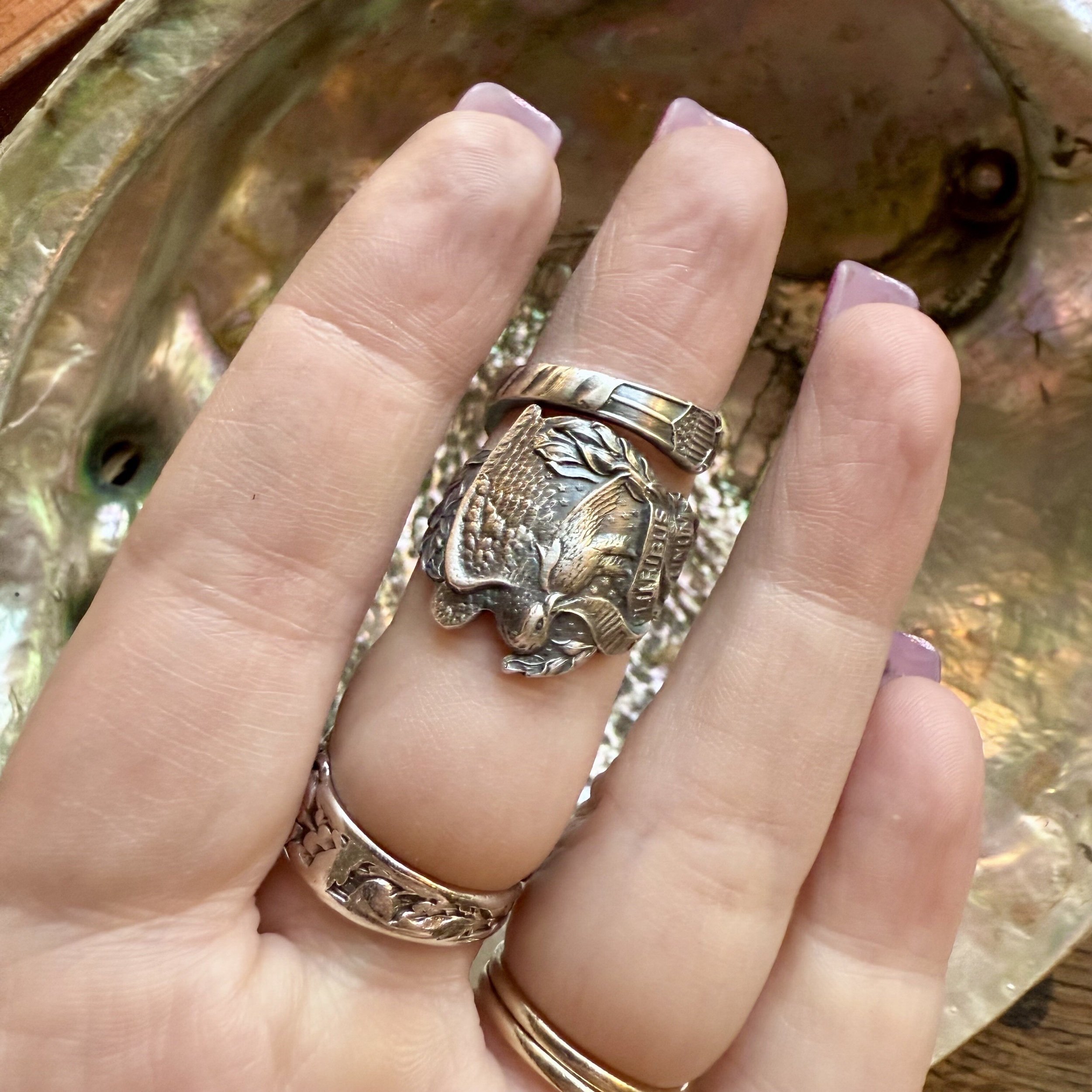 American Eagle Sterling Spoon Ring - LadyForge Jewelry