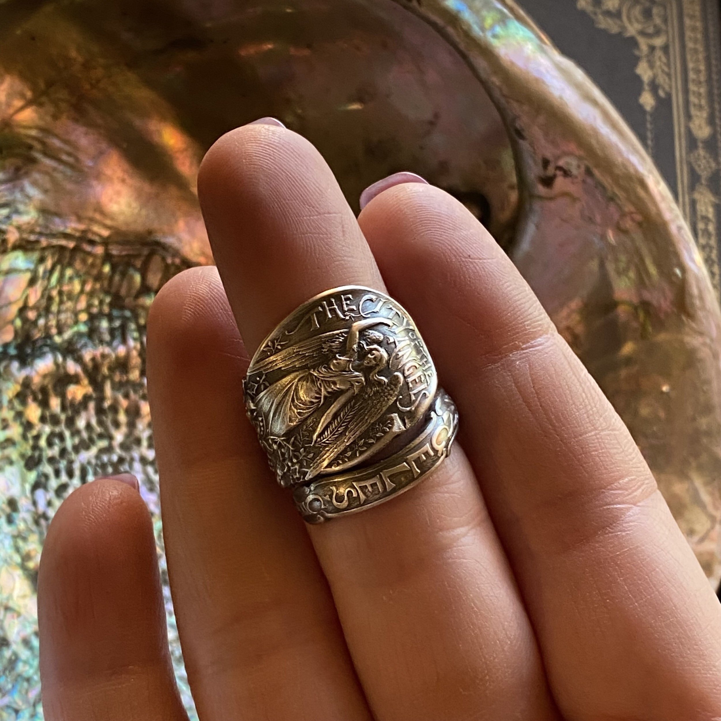 1900 City Of Angels Sterling Spoon Ring - LadyForge Jewelry