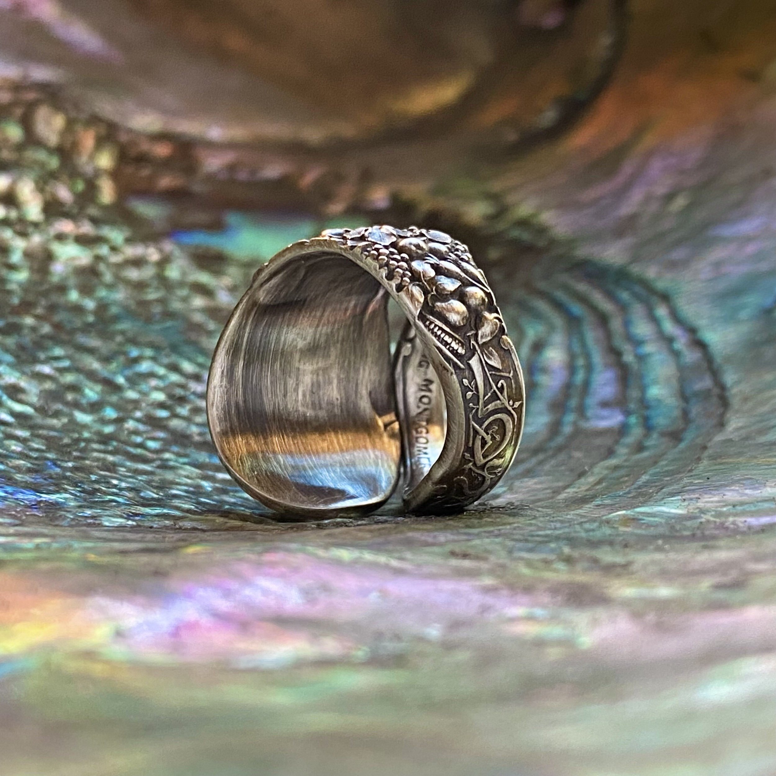 Dainty 1900 City of Angels Sterling Spoon Ring - LadyForge Jewelry