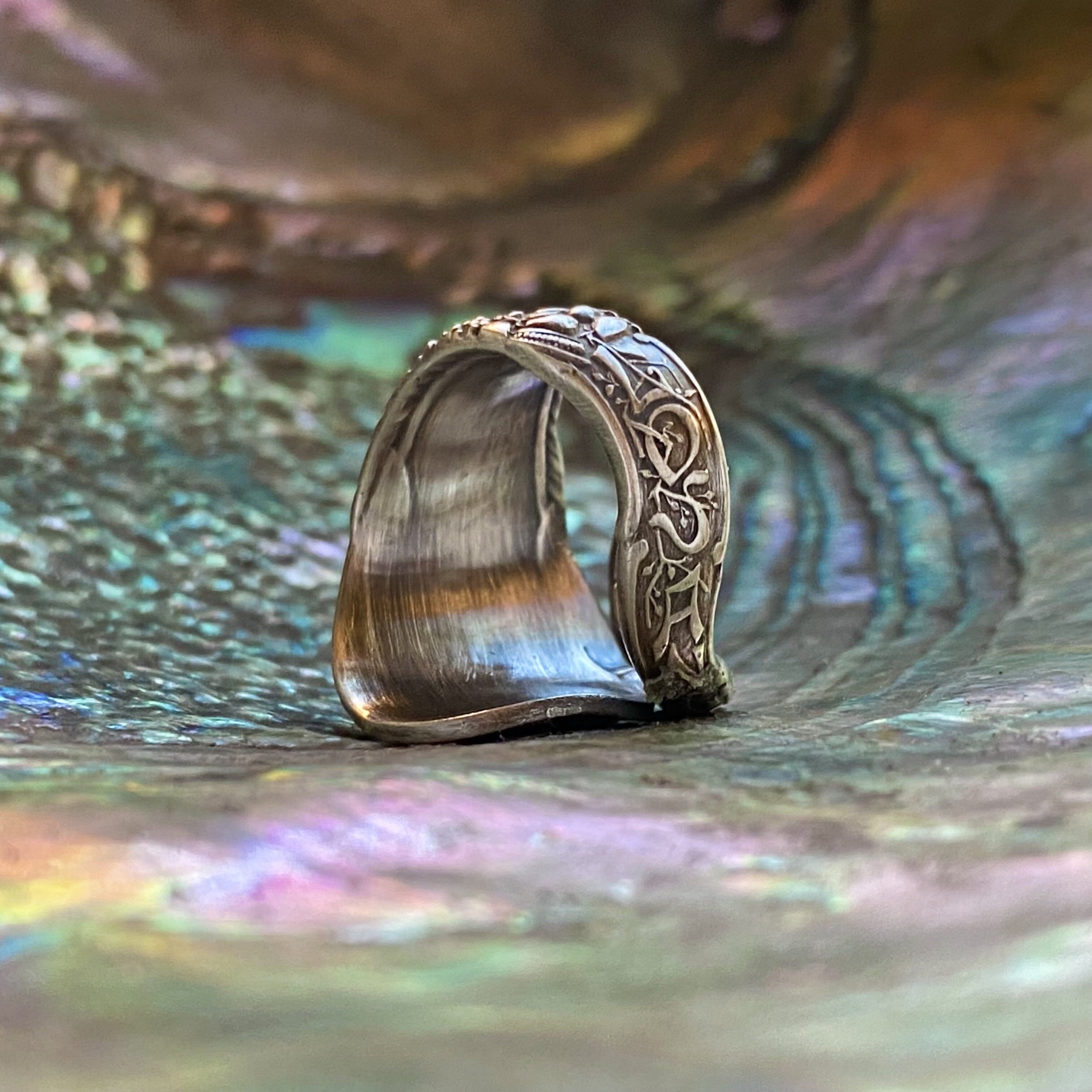 Dainty 1900 City of Angels Sterling Spoon Ring - LadyForge Jewelry