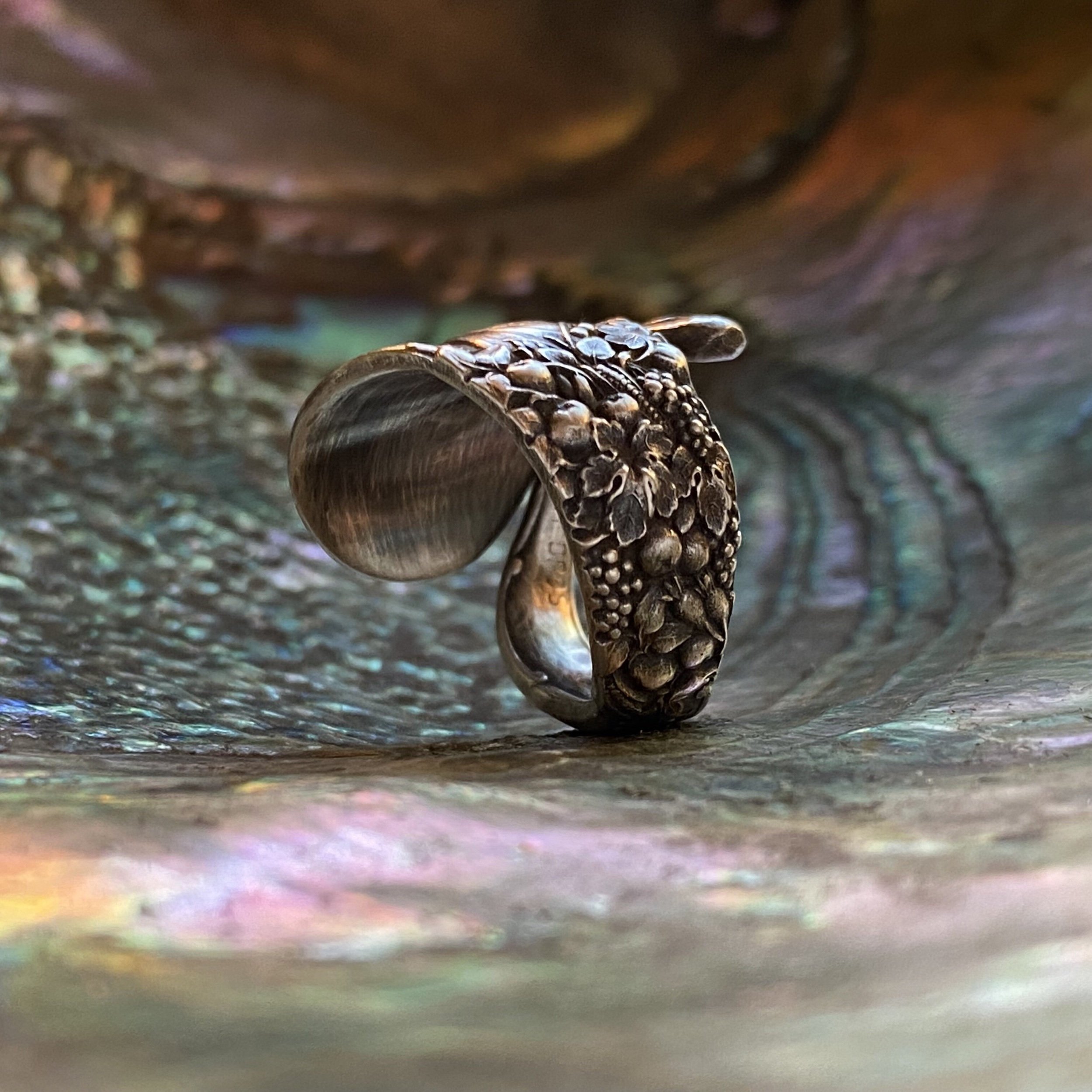 Dainty 1900 City of Angels Sterling Spoon Ring - LadyForge Jewelry