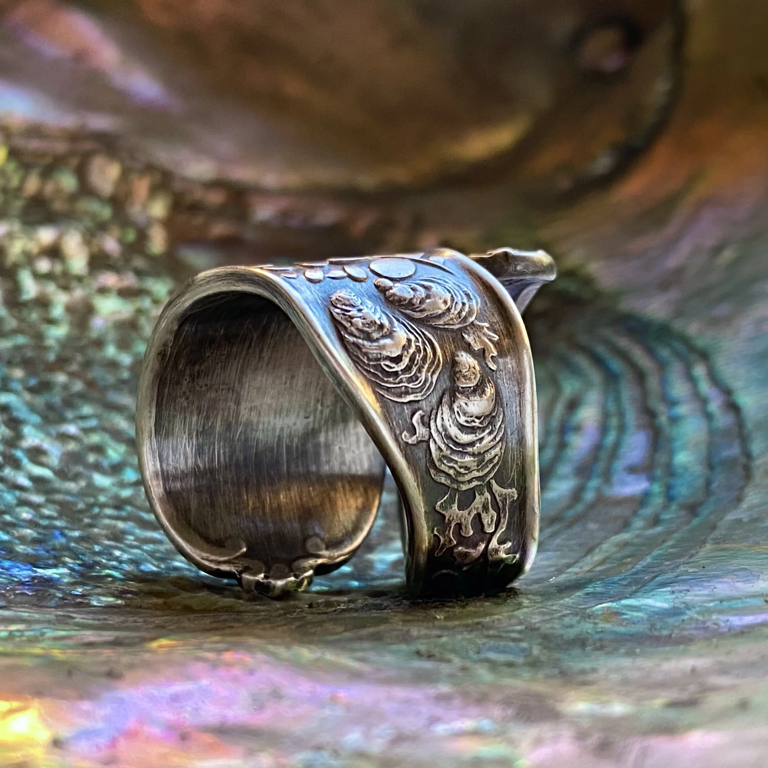 1900 Water Lily Sterling Spoon Ring - LadyForge Jewelry