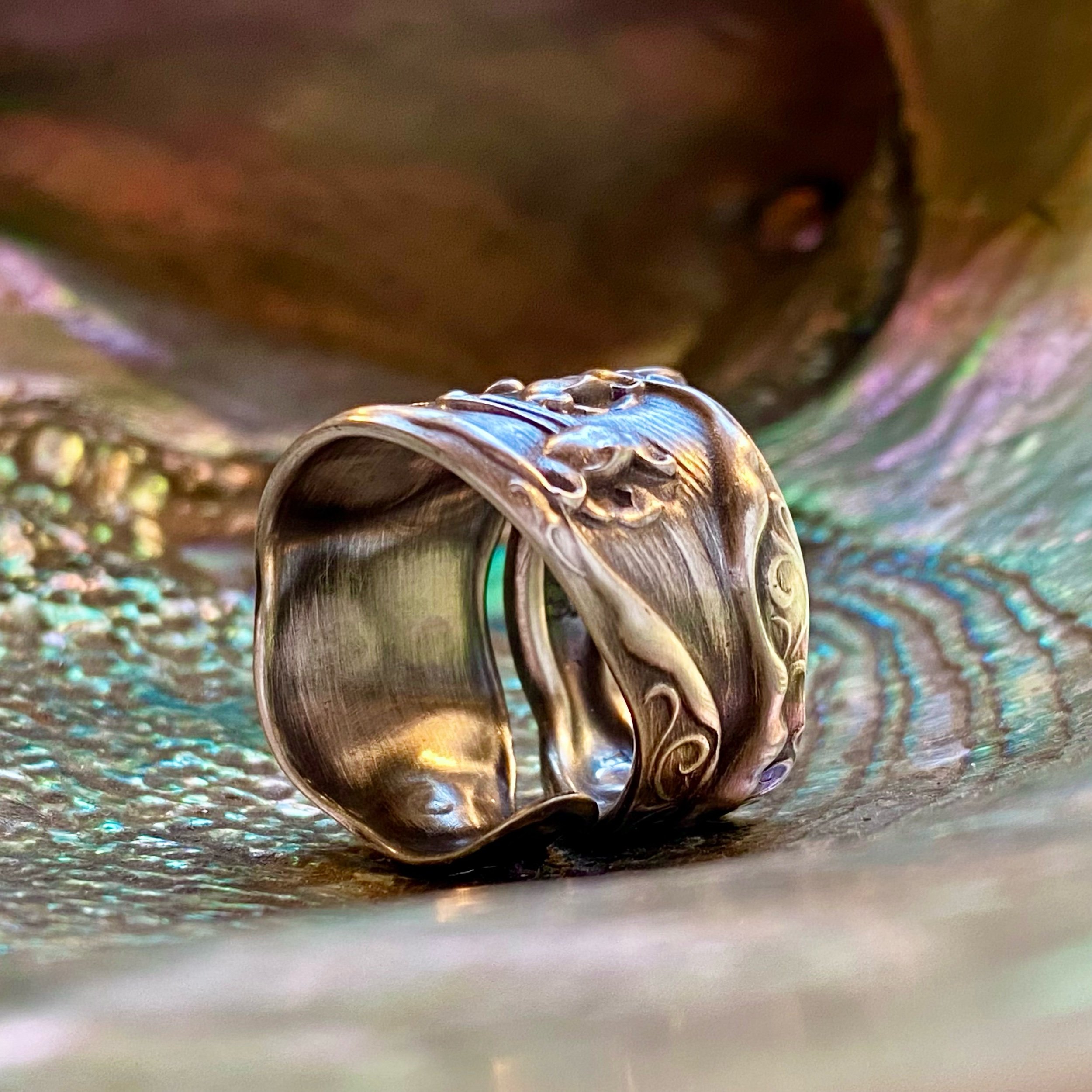1885 Lily of the Valley Sterling Spoon Ring - LadyForge Jewelry