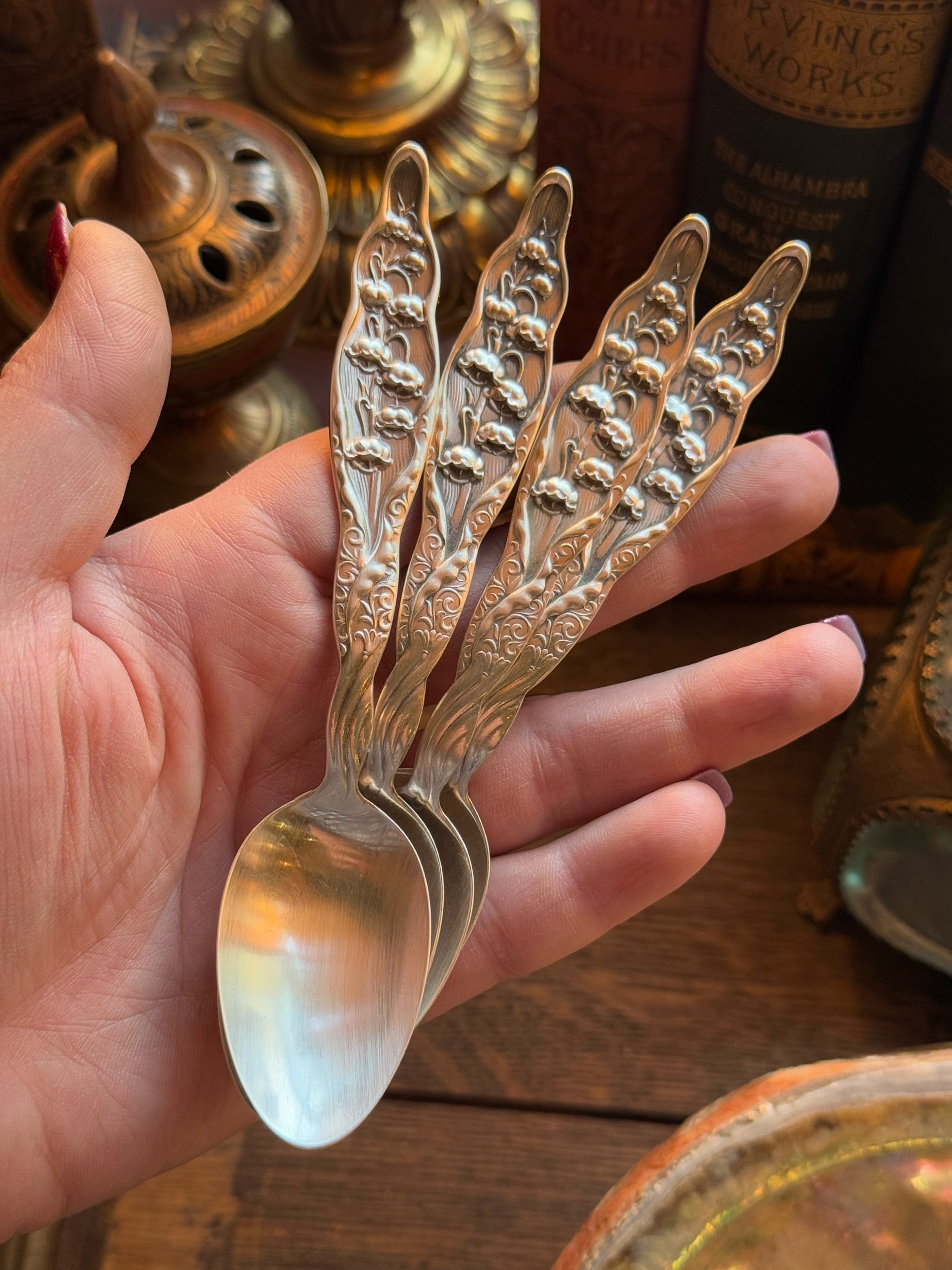 1885 Lily of the Valley Sterling Spoon Ring - LadyForge Jewelry