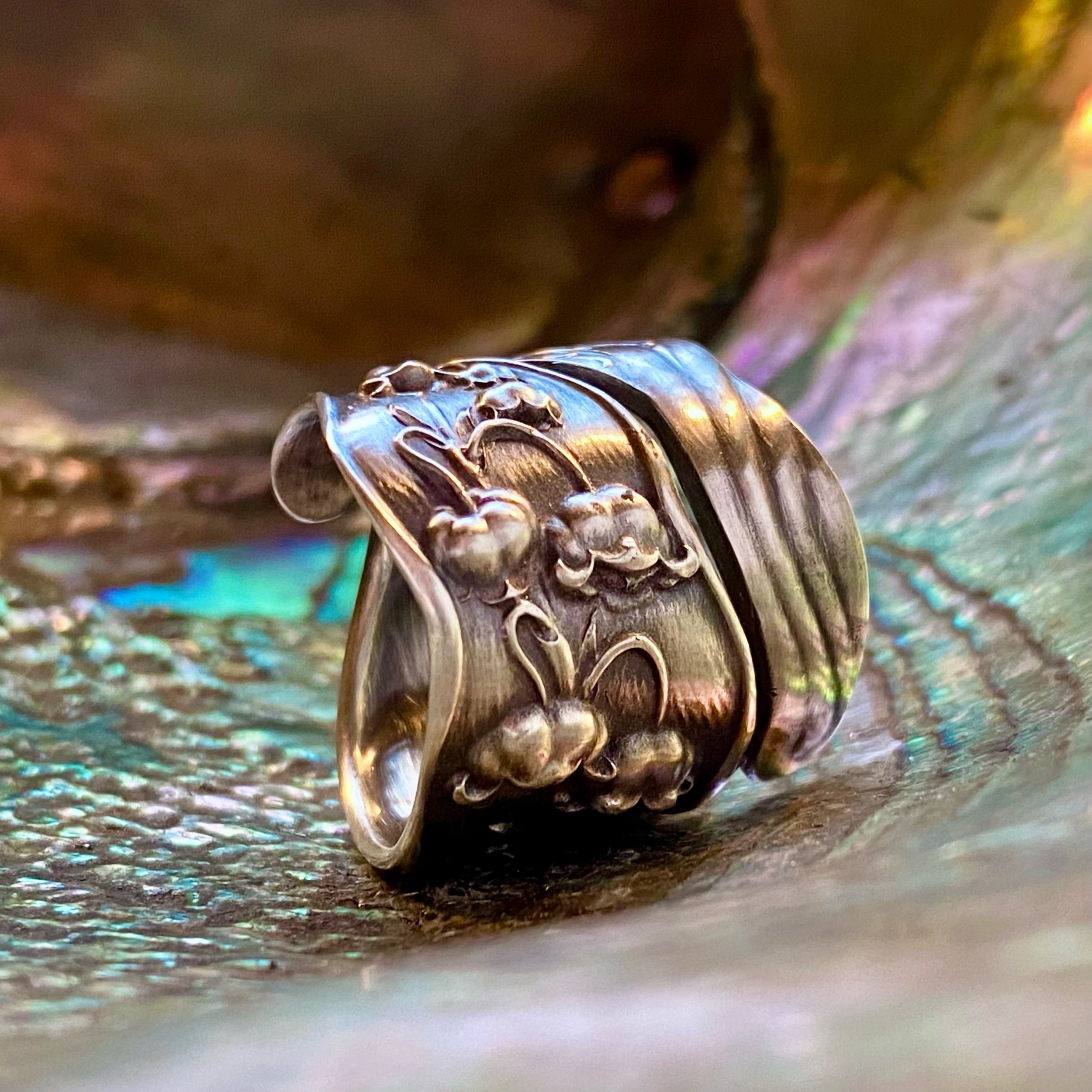 1885 Lily of the Valley Sterling Spoon Ring - LadyForge Jewelry