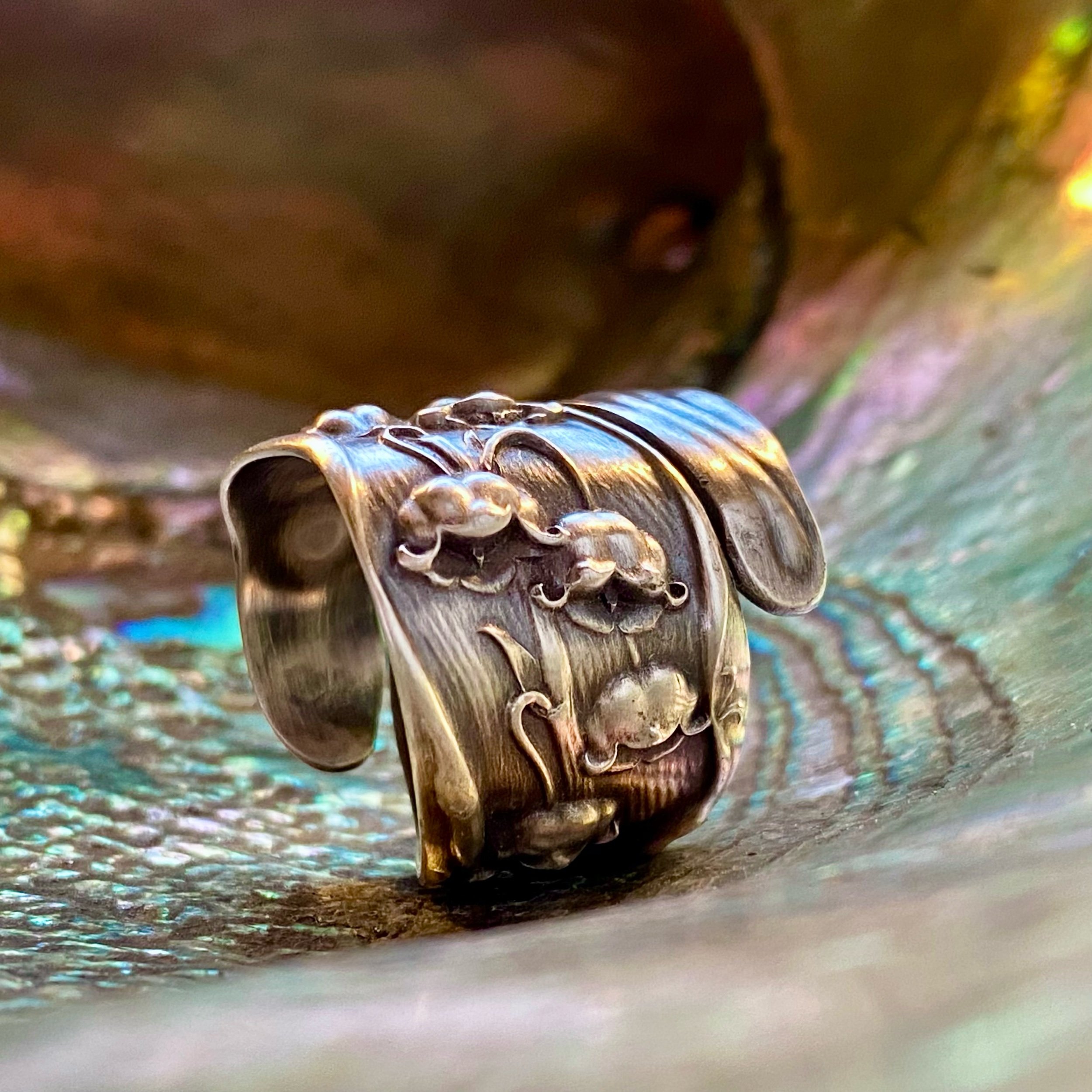 1885 Lily of the Valley Sterling Spoon Ring - LadyForge Jewelry