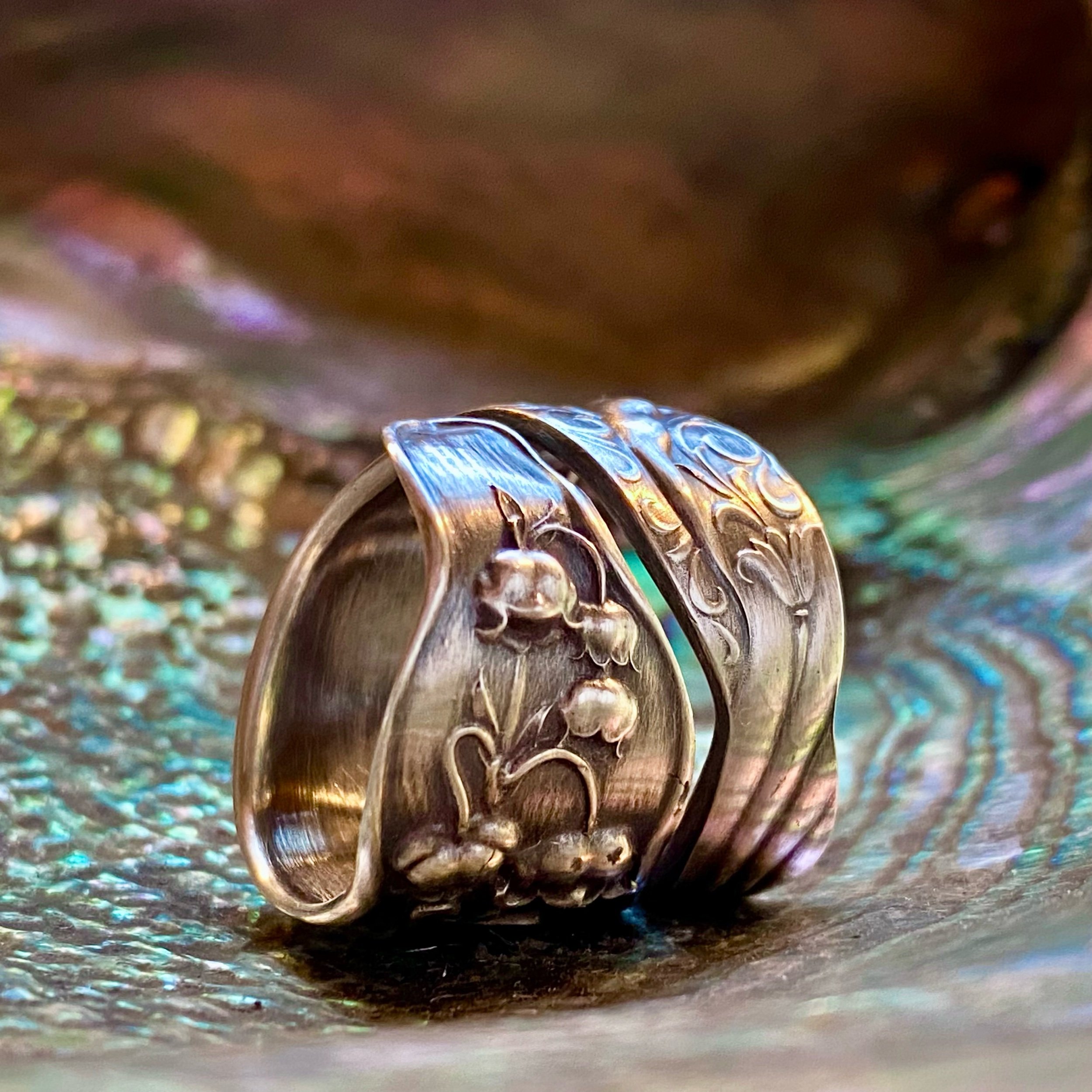 1885 Lily of the Valley Sterling Spoon Ring - LadyForge Jewelry