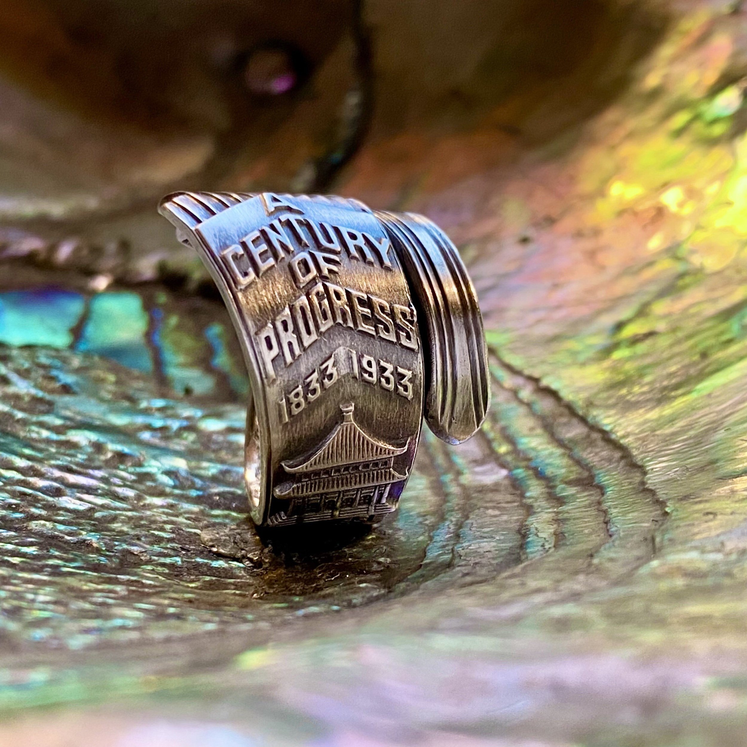 1933 Century of Progress Sterling Spoon Ring - LadyForge Jewelry