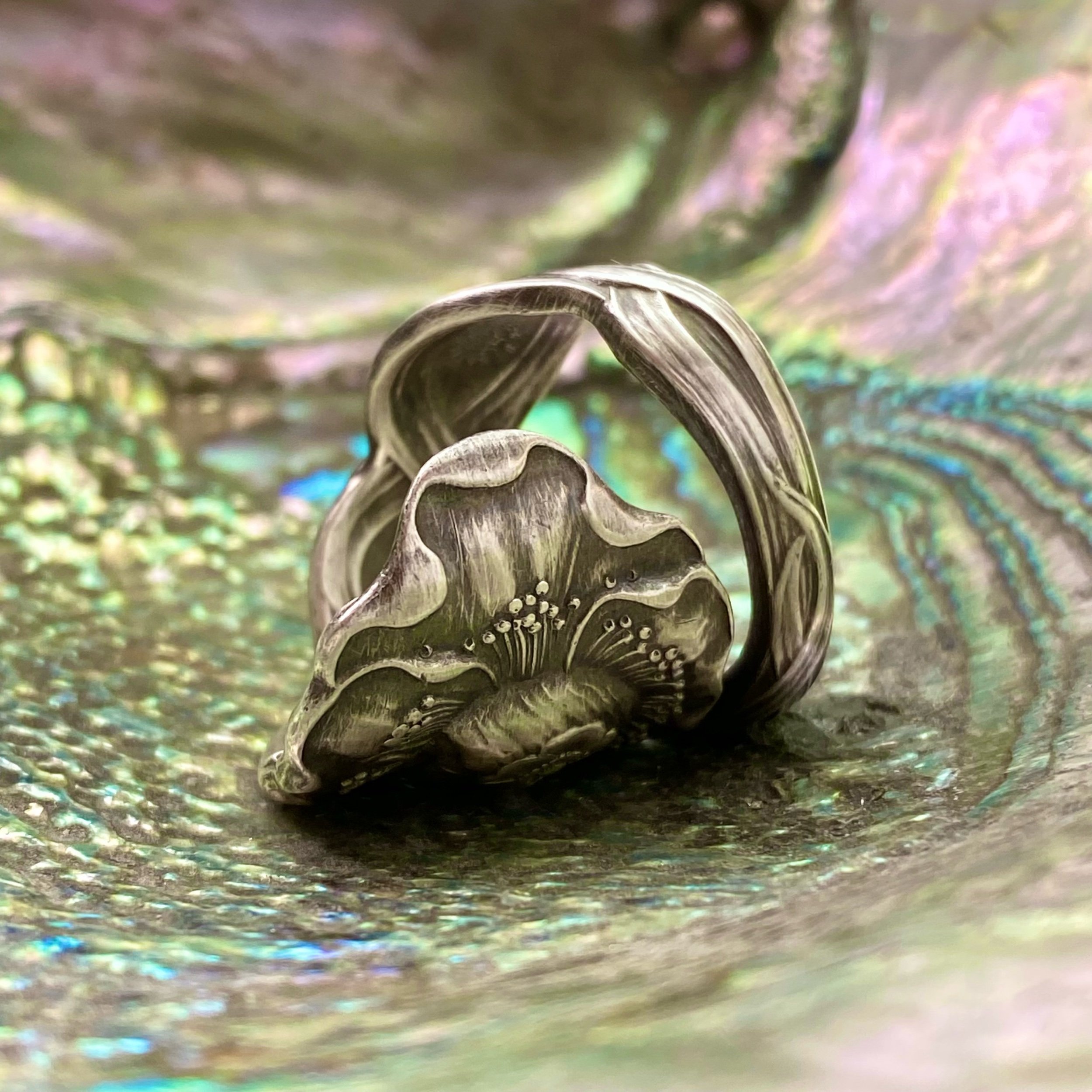 1904 Maiden of the Dawn Sterling Spoon Ring - LadyForge Jewelry