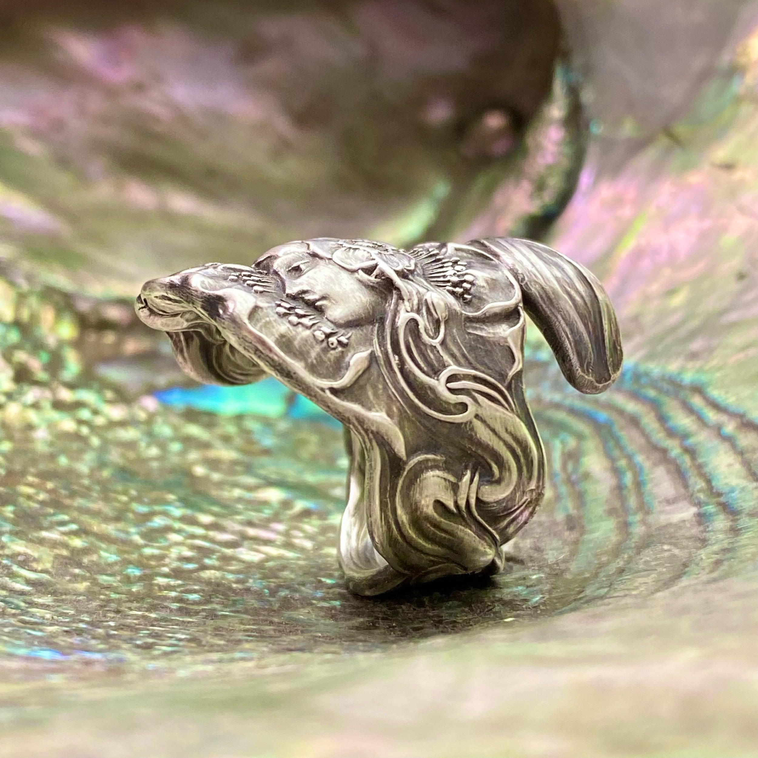 1904 Maiden of the Dawn Sterling Spoon Ring - LadyForge Jewelry