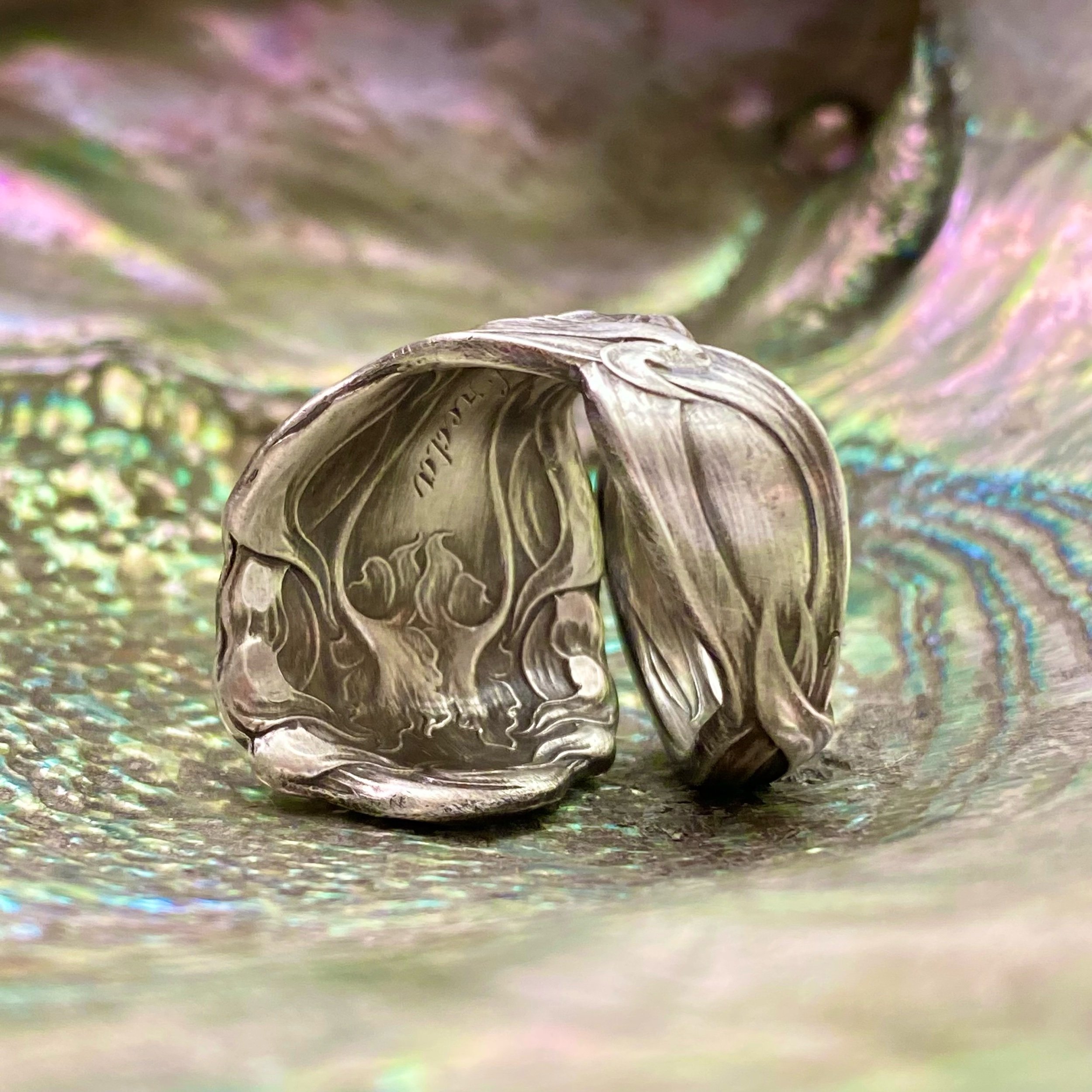 1904 Maiden of the Dawn Sterling Spoon Ring - LadyForge Jewelry
