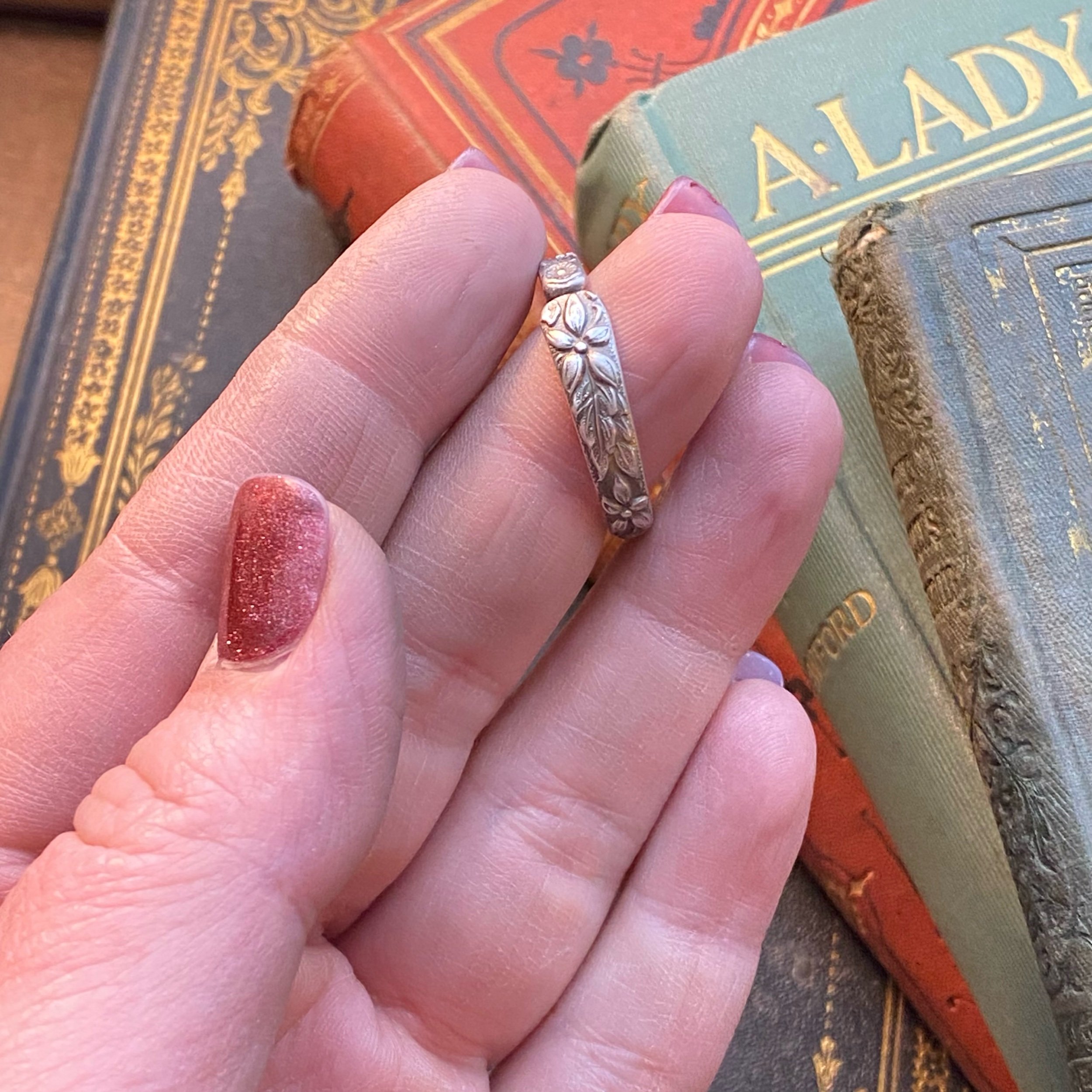 Slender 1910 Southern Rose Spoon Ring - LadyForge Jewelry