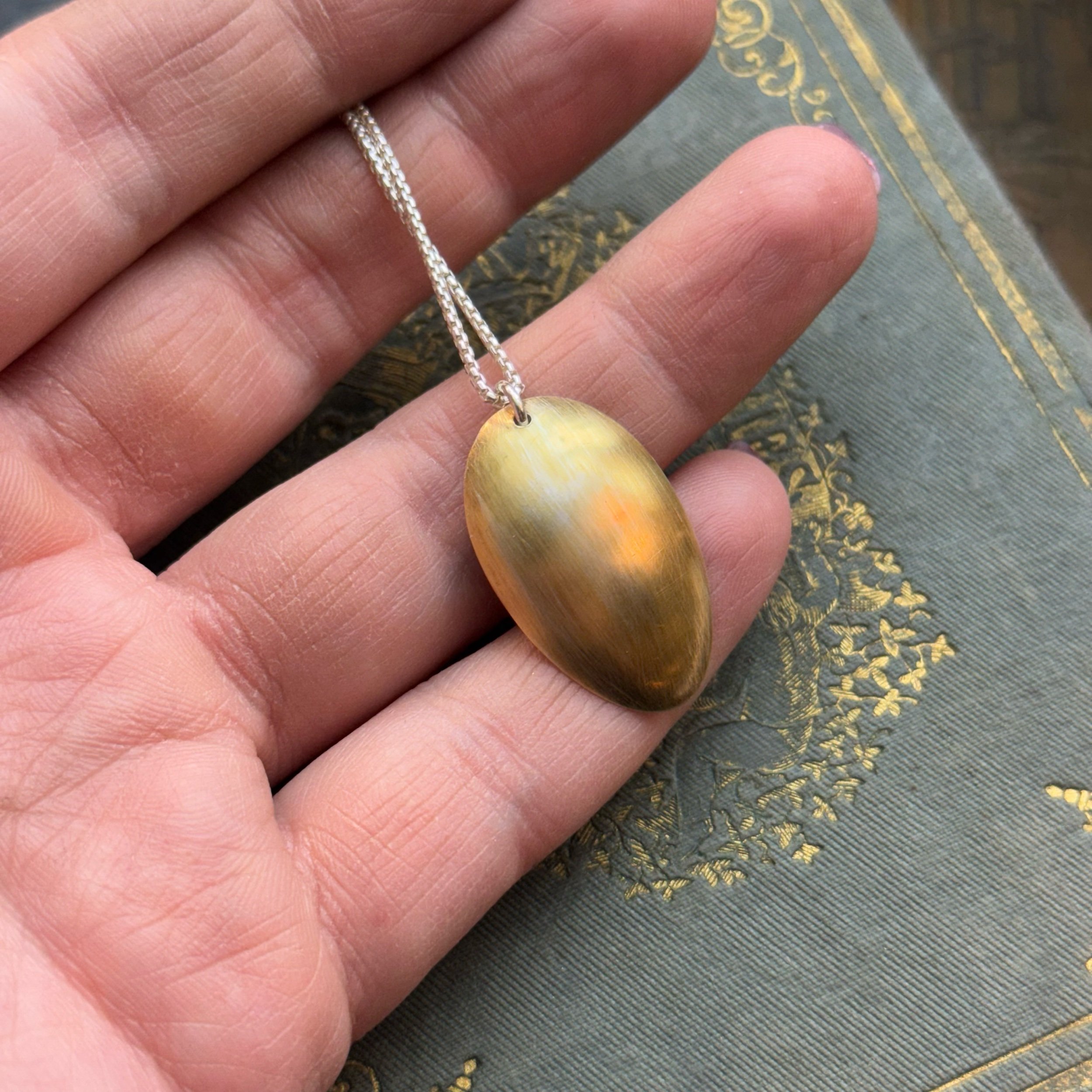 1895 Forget Me Not Enameled Spoonie Necklace - LadyForge Jewelry