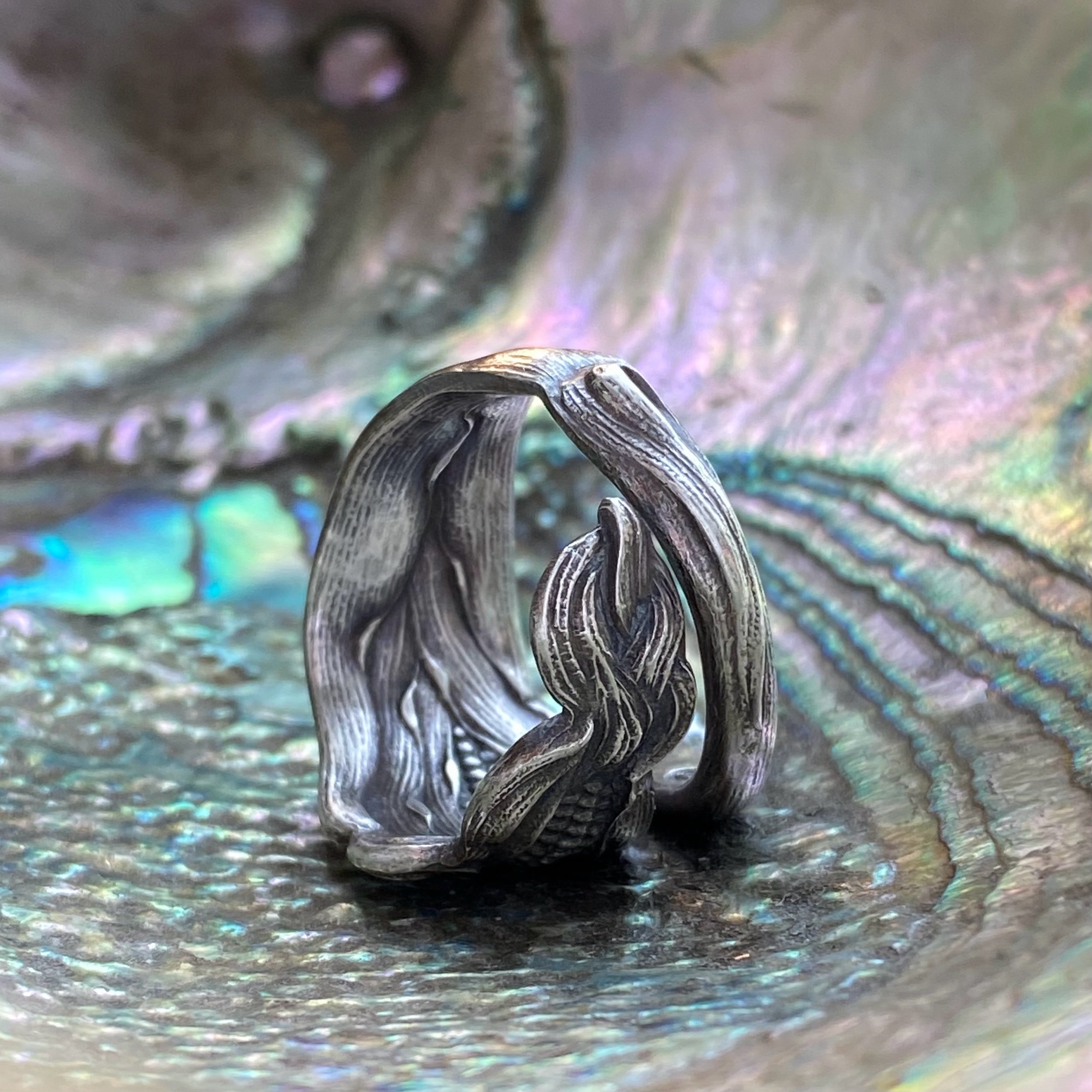 Corn Sterling Spoon Ring - LadyForge Jewelry