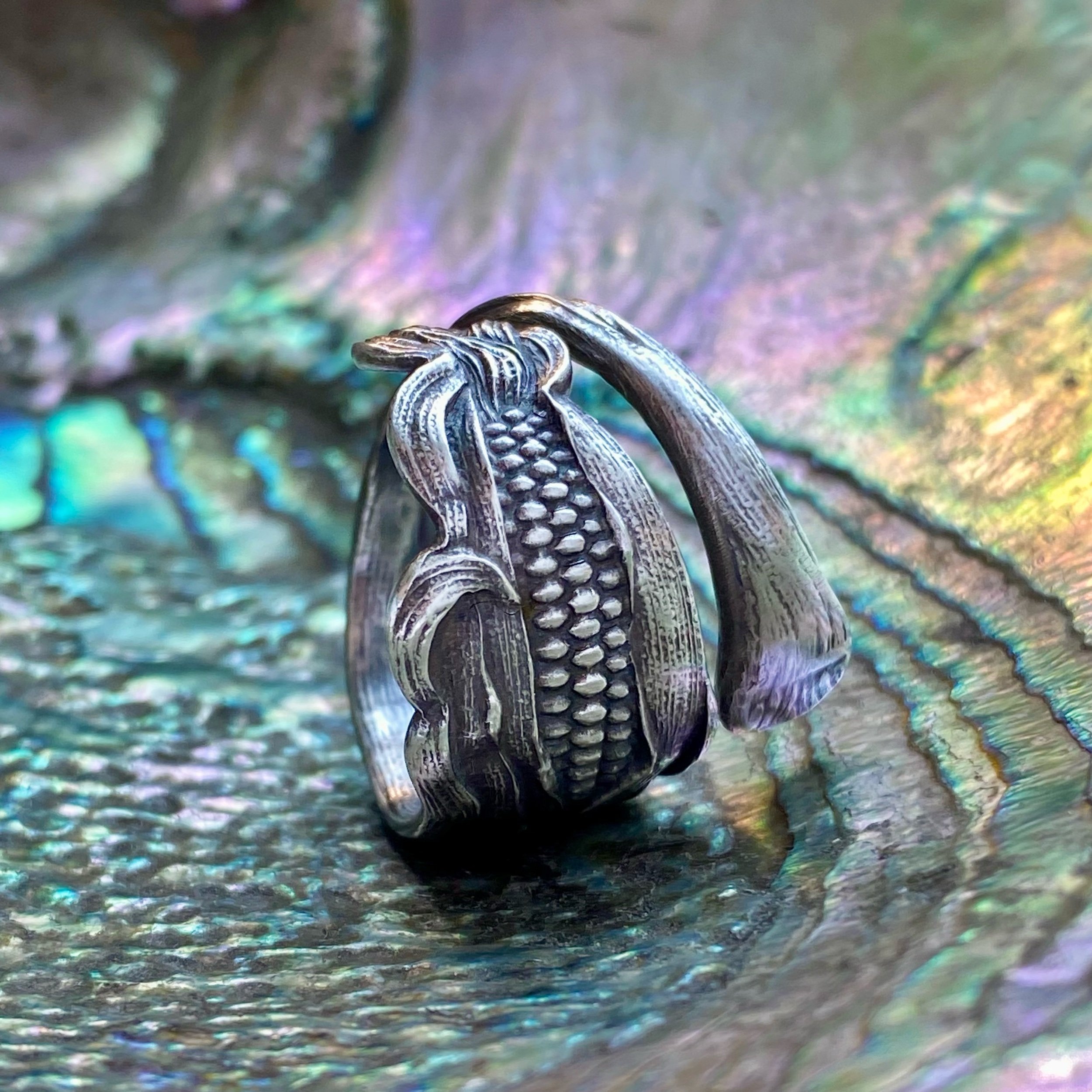 Corn Sterling Spoon Ring - LadyForge Jewelry