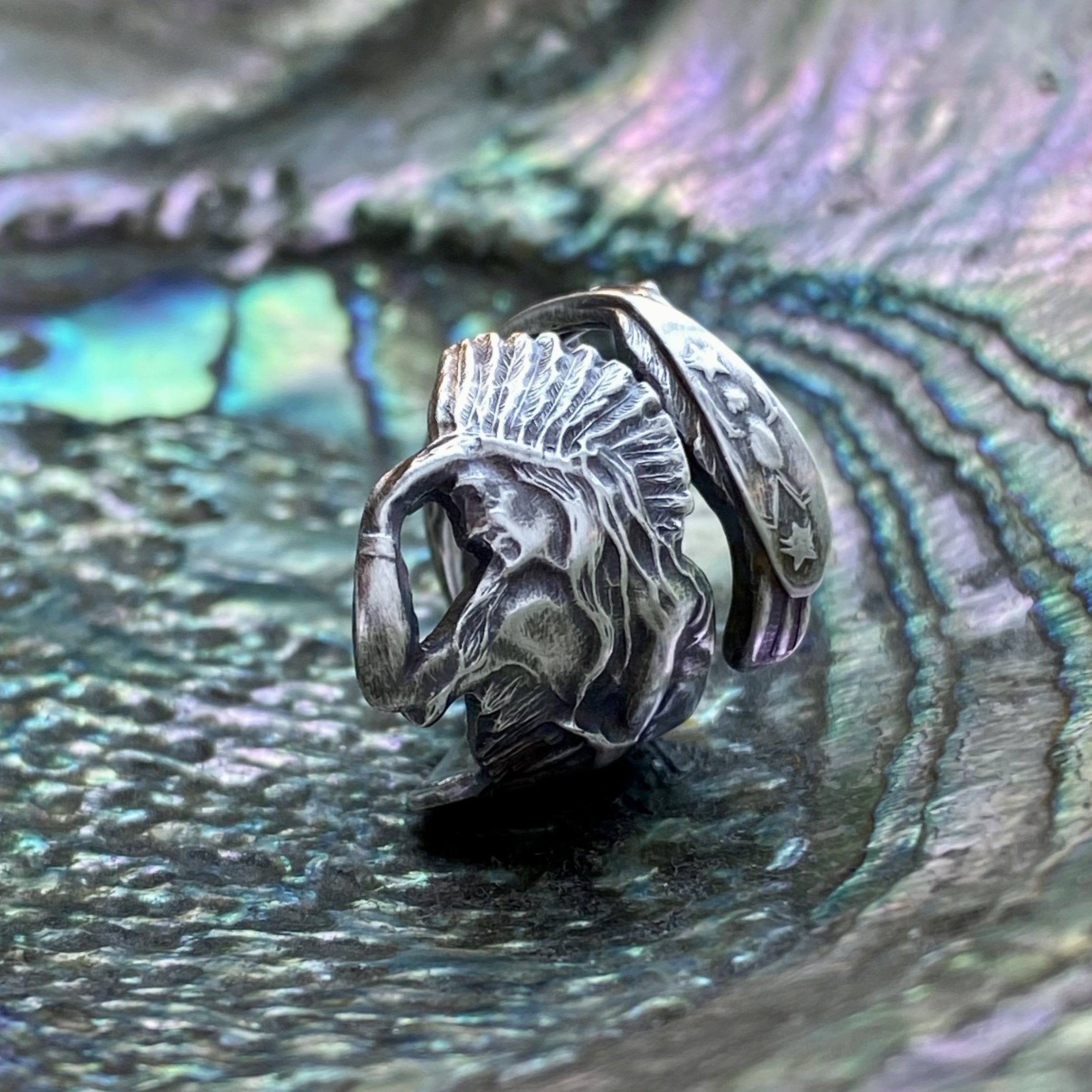 Small Native American Sterling Spoon Ring - LadyForge Jewelry