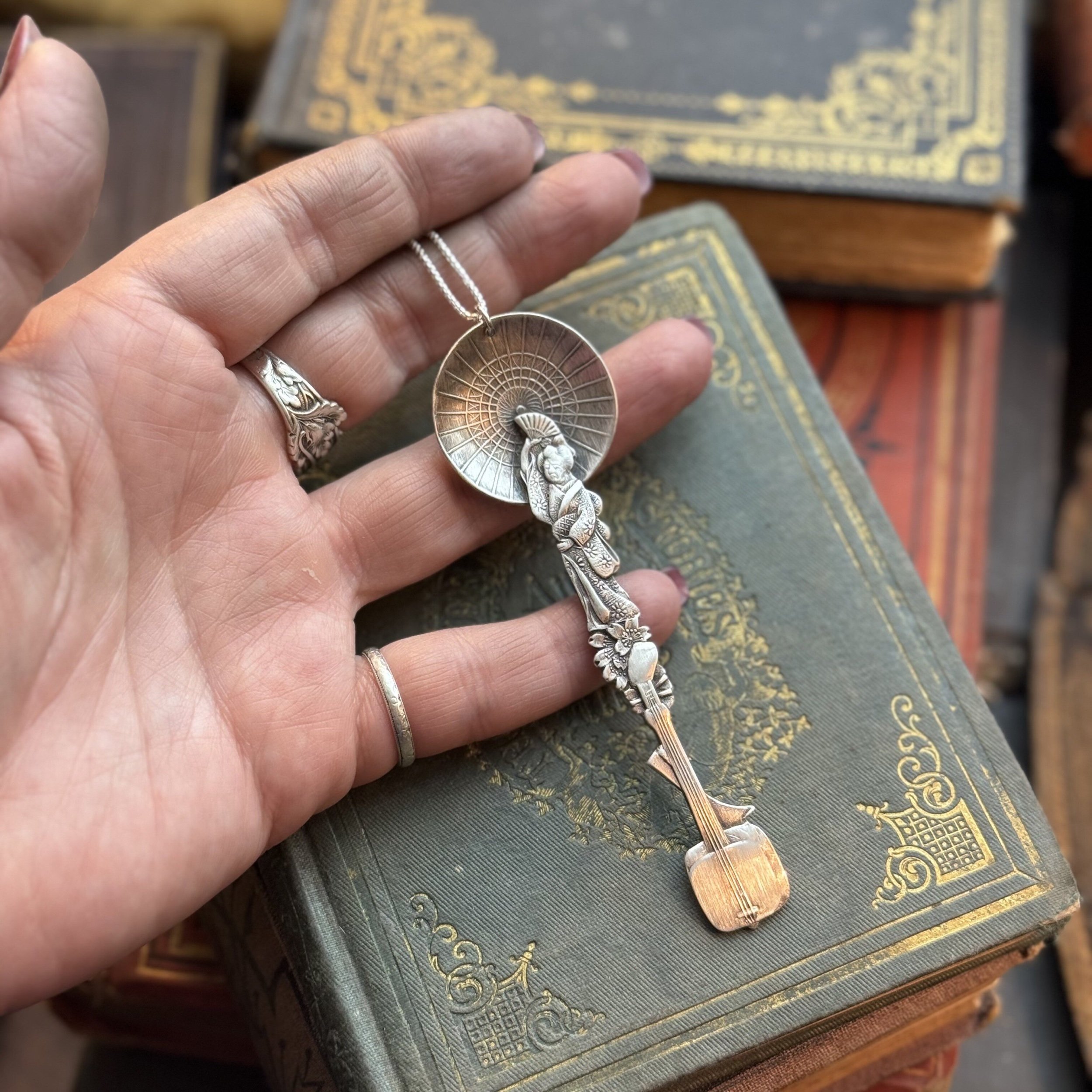 Grand Geisha Sterling Silver Spoon Necklace - LadyForge Jewelry