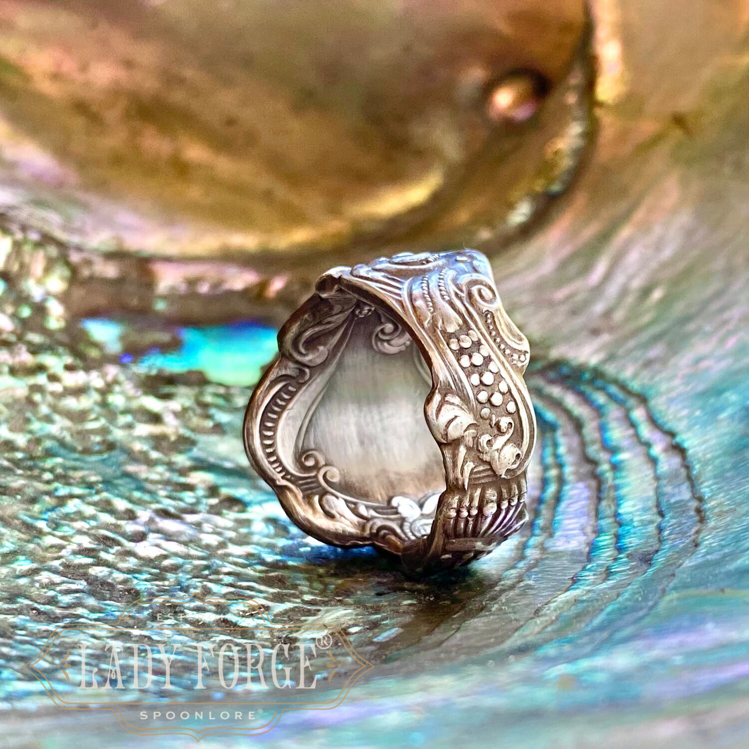 1888 Fairy Sterling Spoon Ring - LadyForge Jewelry