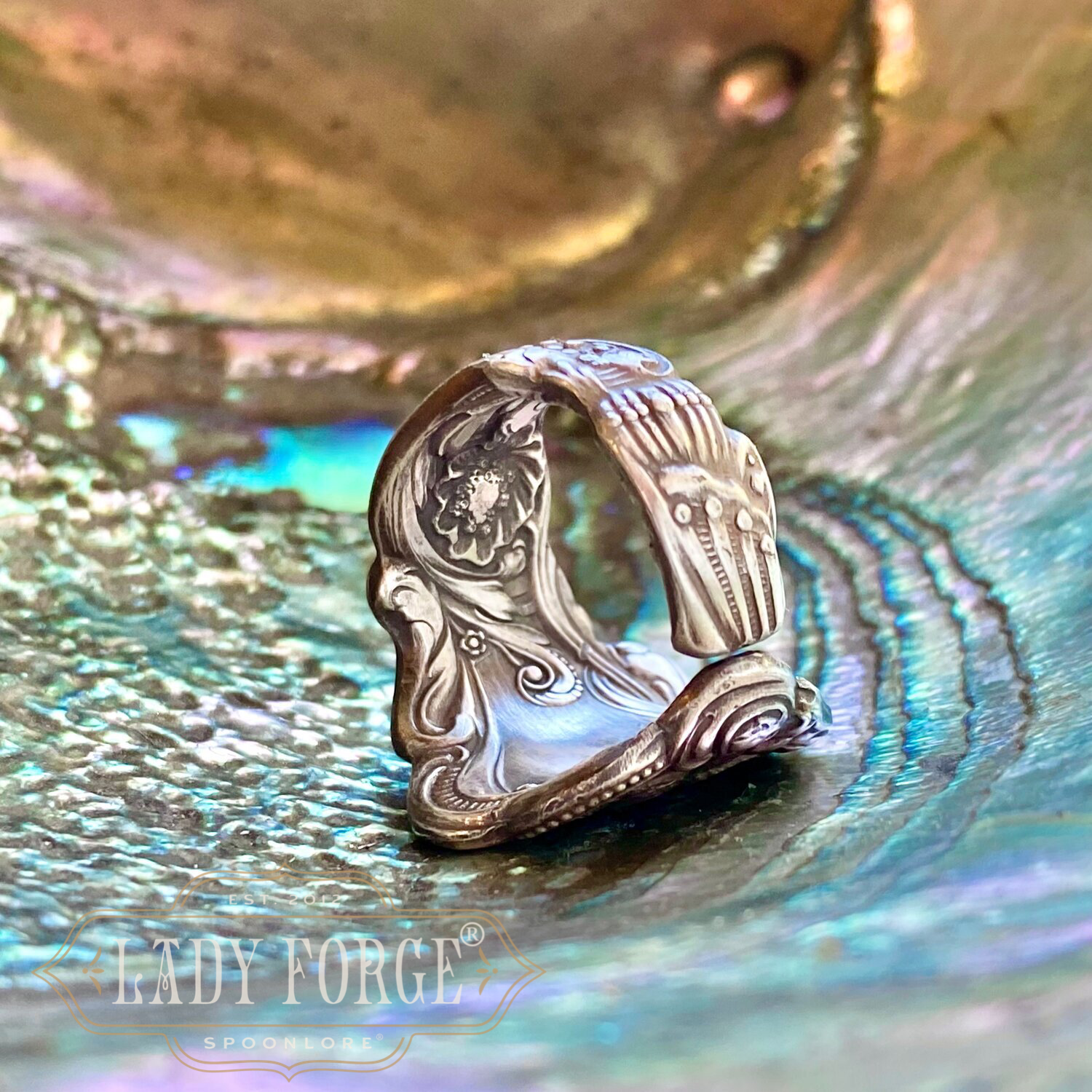 1888 Fairy Sterling Spoon Ring - LadyForge Jewelry