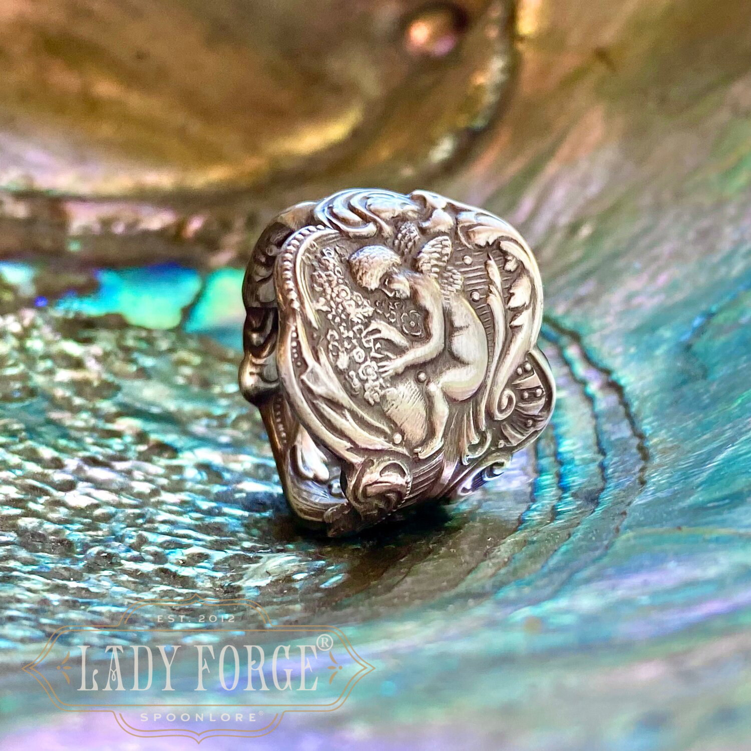 1888 Fairy Sterling Spoon Ring - LadyForge Jewelry