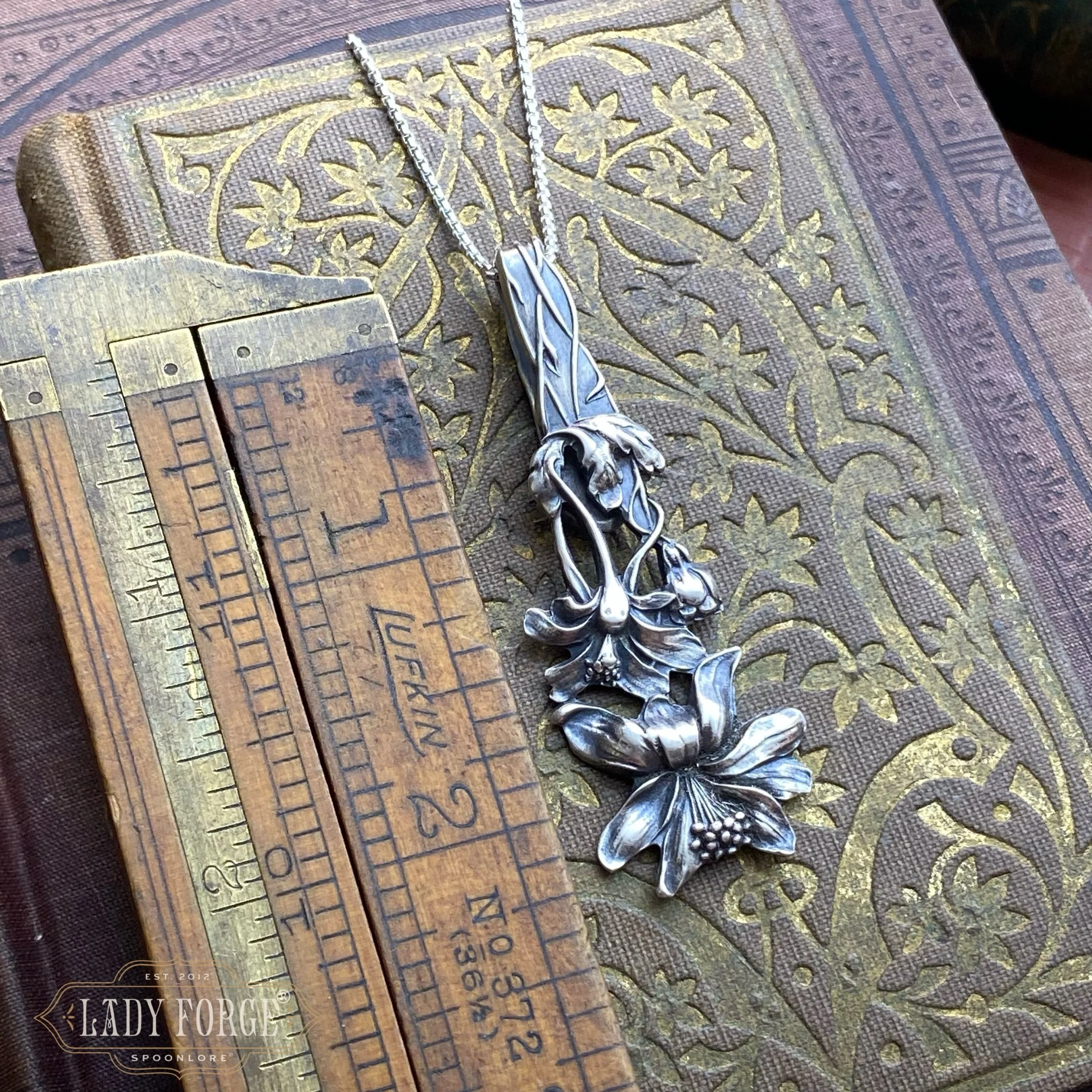 1908 Columbine Sterling Spoon Necklace - LadyForge Jewelry