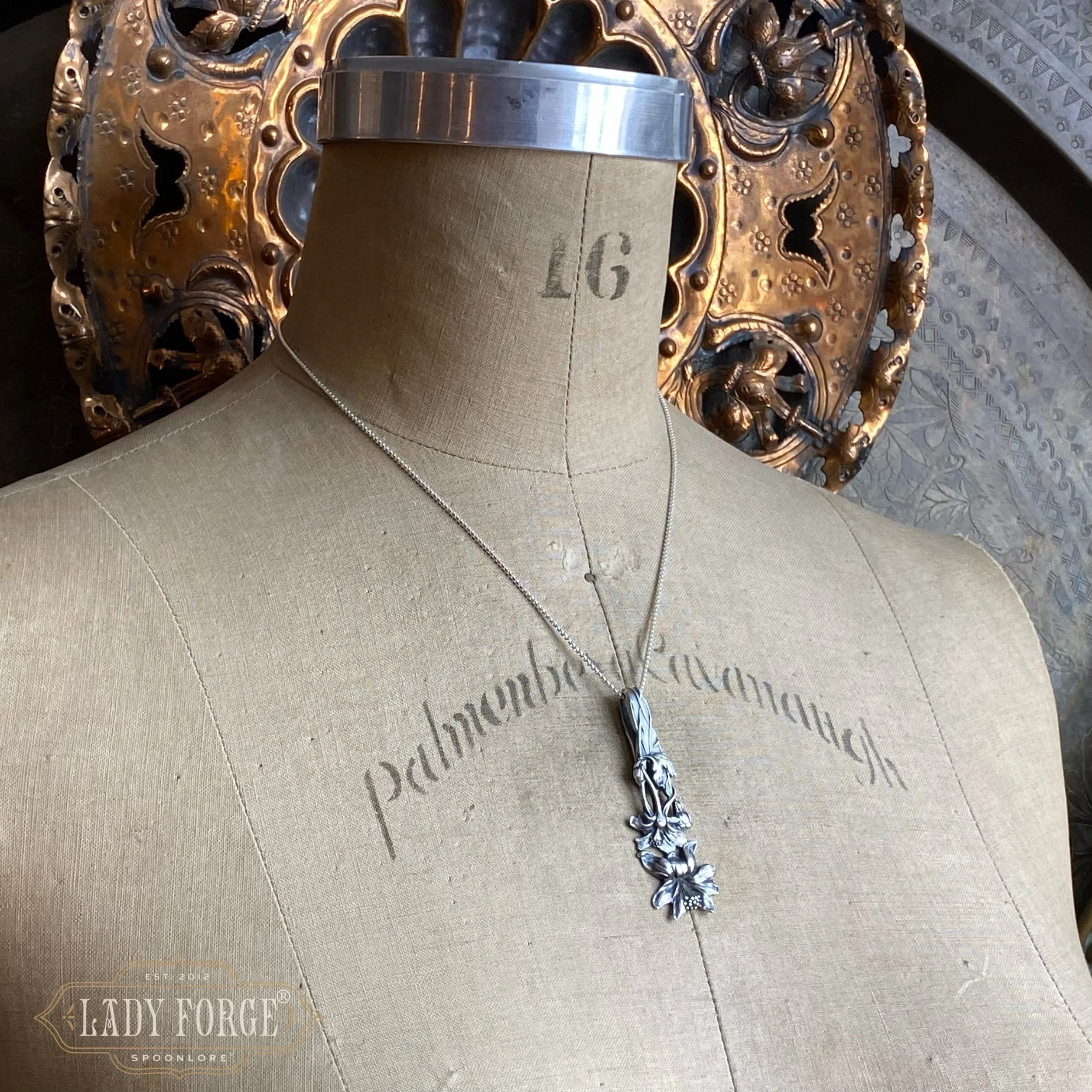 1908 Columbine Sterling Spoon Necklace - LadyForge Jewelry