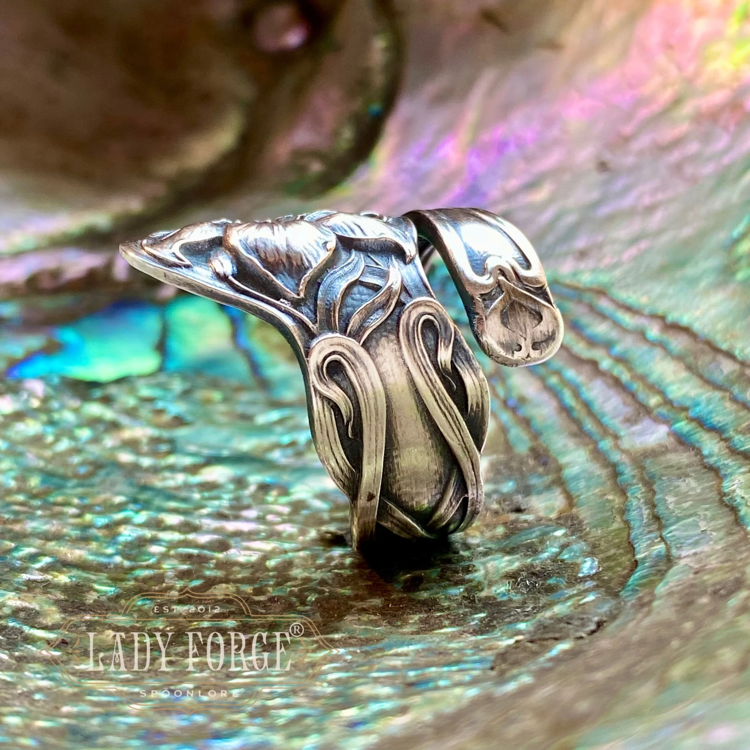 Sterling Spoon Ring - 1903 Lily - LadyForge Jewelry