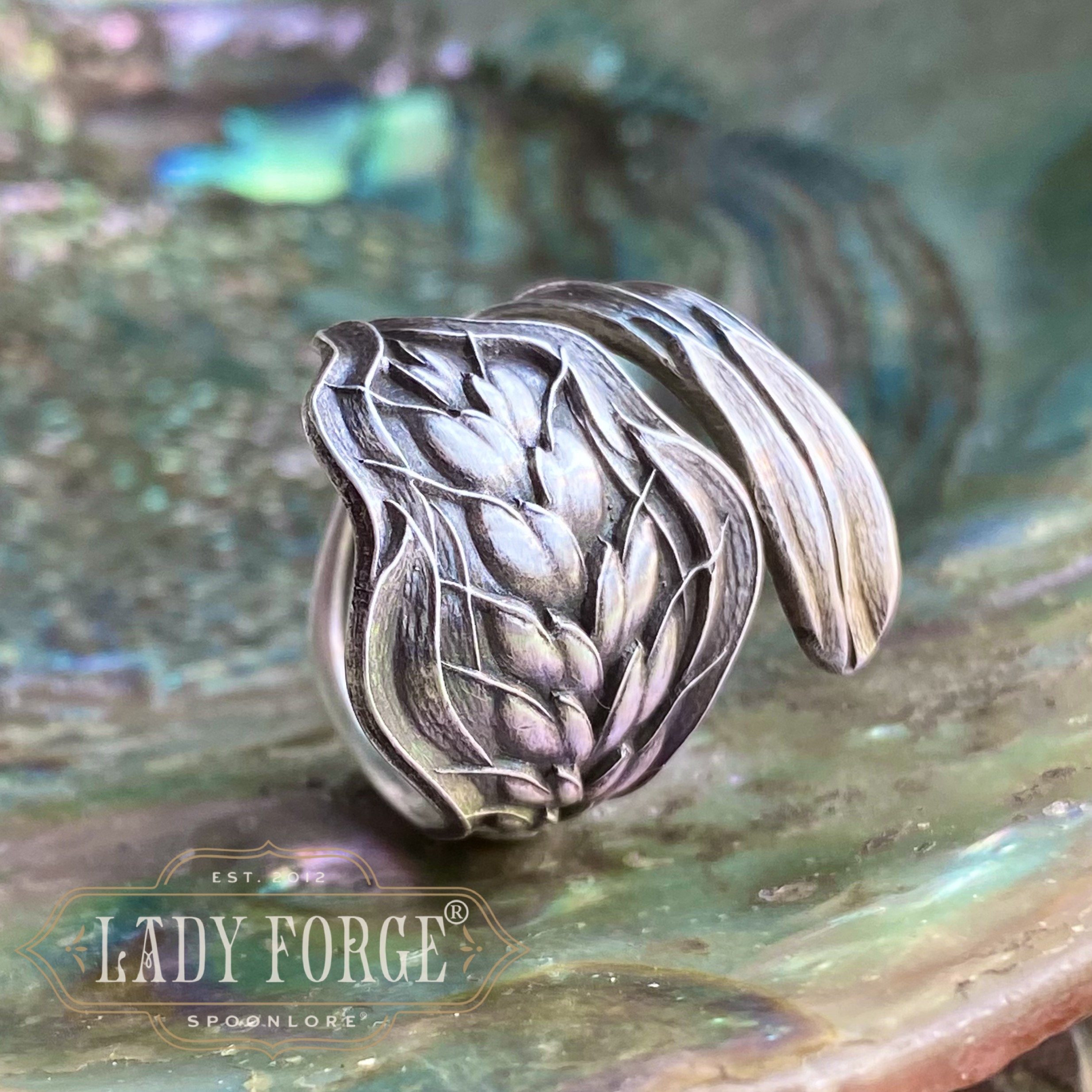 Sterling Spoon Ring - Manchester Wheat - LadyForge Jewelry