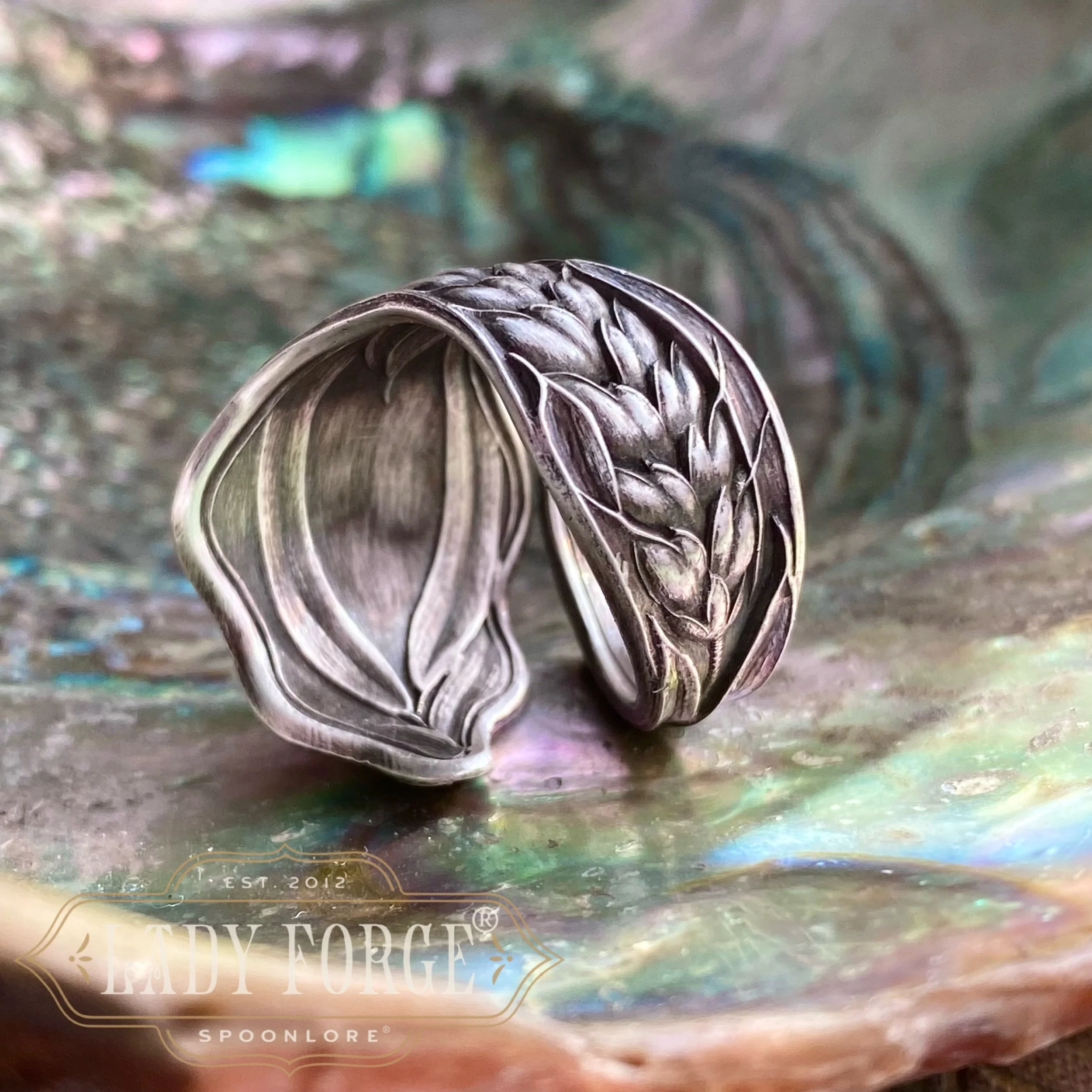 Sterling Spoon Ring - Manchester Wheat - LadyForge Jewelry
