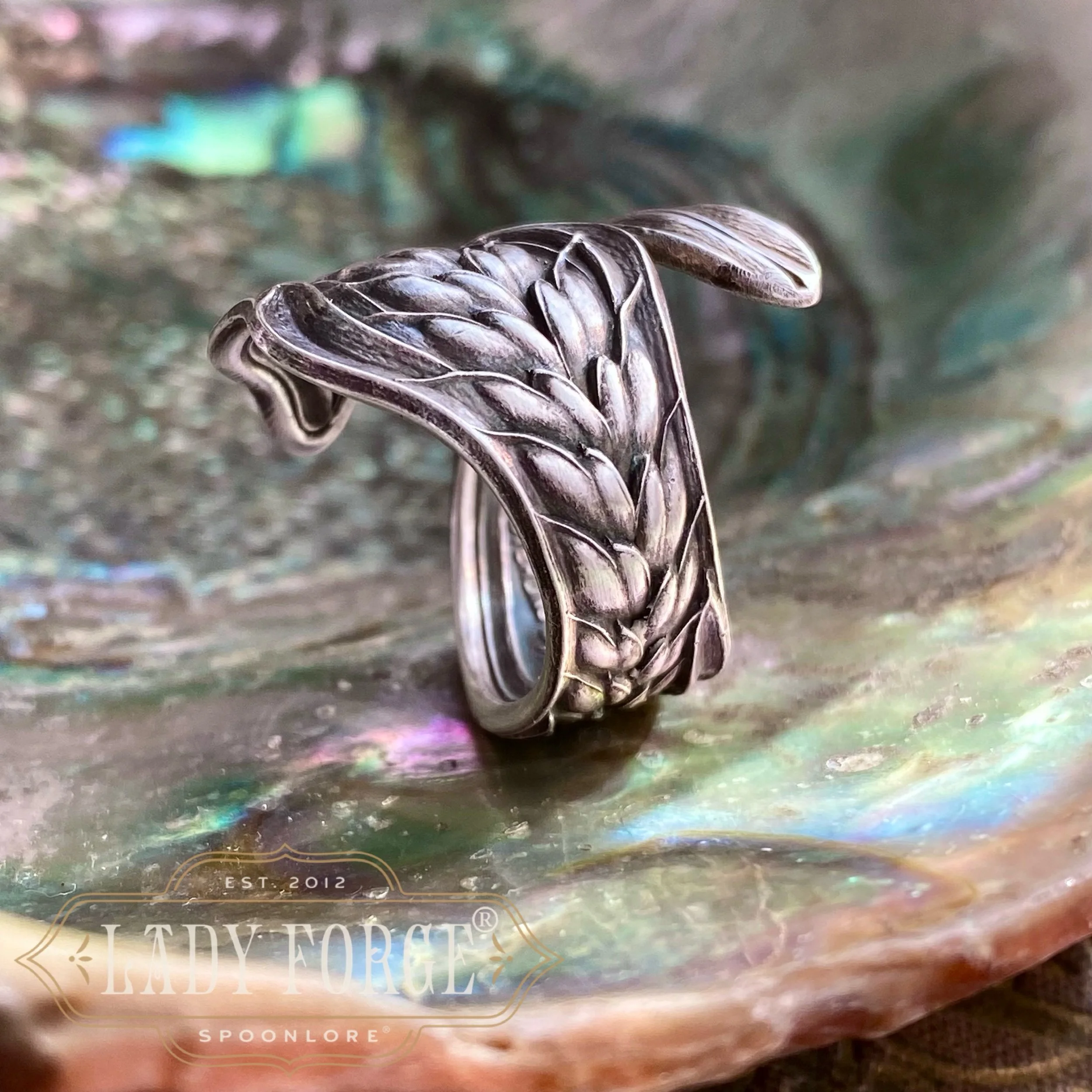 Sterling Spoon Ring - Manchester Wheat - LadyForge Jewelry