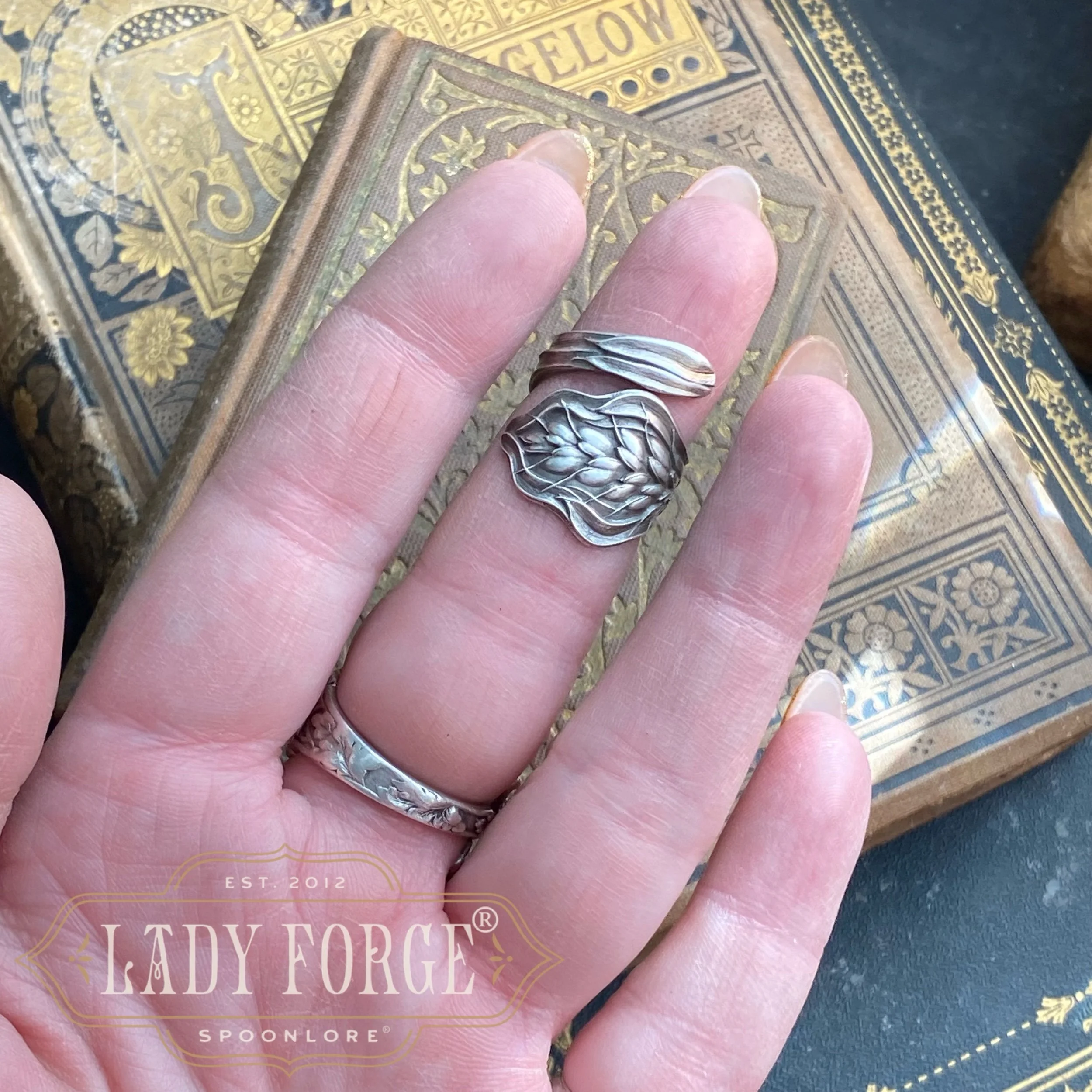 Sterling Spoon Ring - Manchester Wheat - LadyForge Jewelry