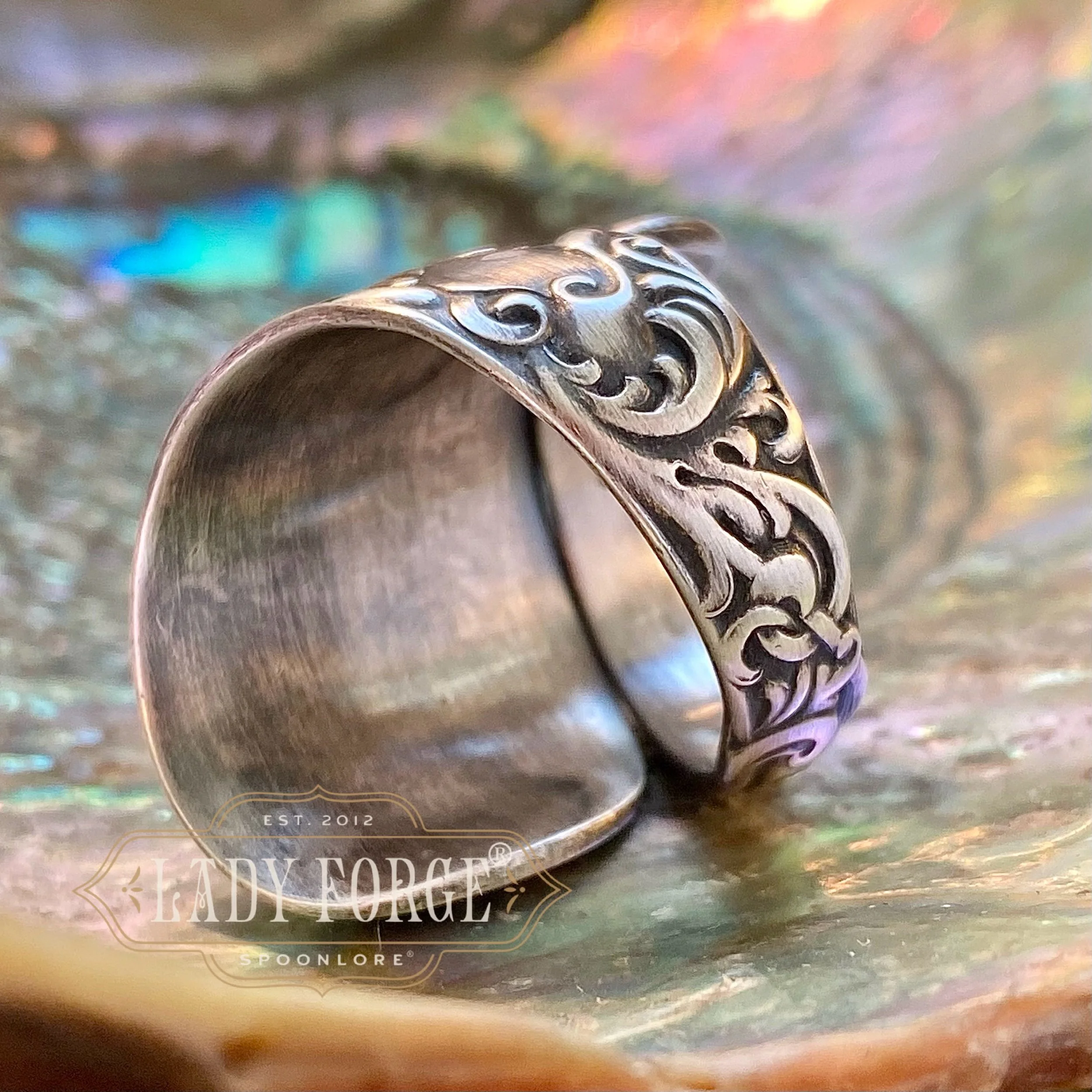 Sterling Spoon Ring - Sailing Through the Moon Troy - LadyForge Jewelry
