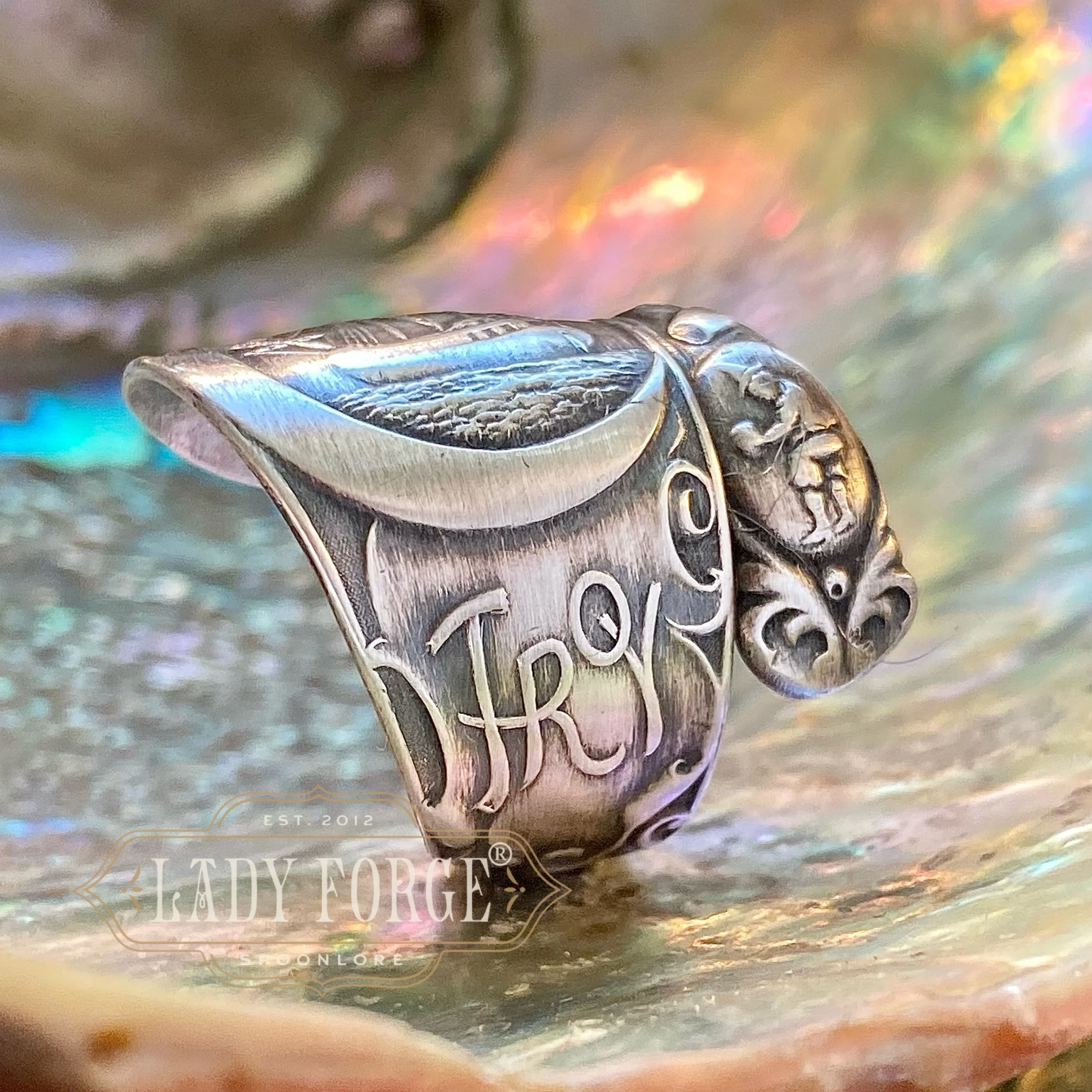Sterling Spoon Ring - Sailing Through the Moon Troy - LadyForge Jewelry