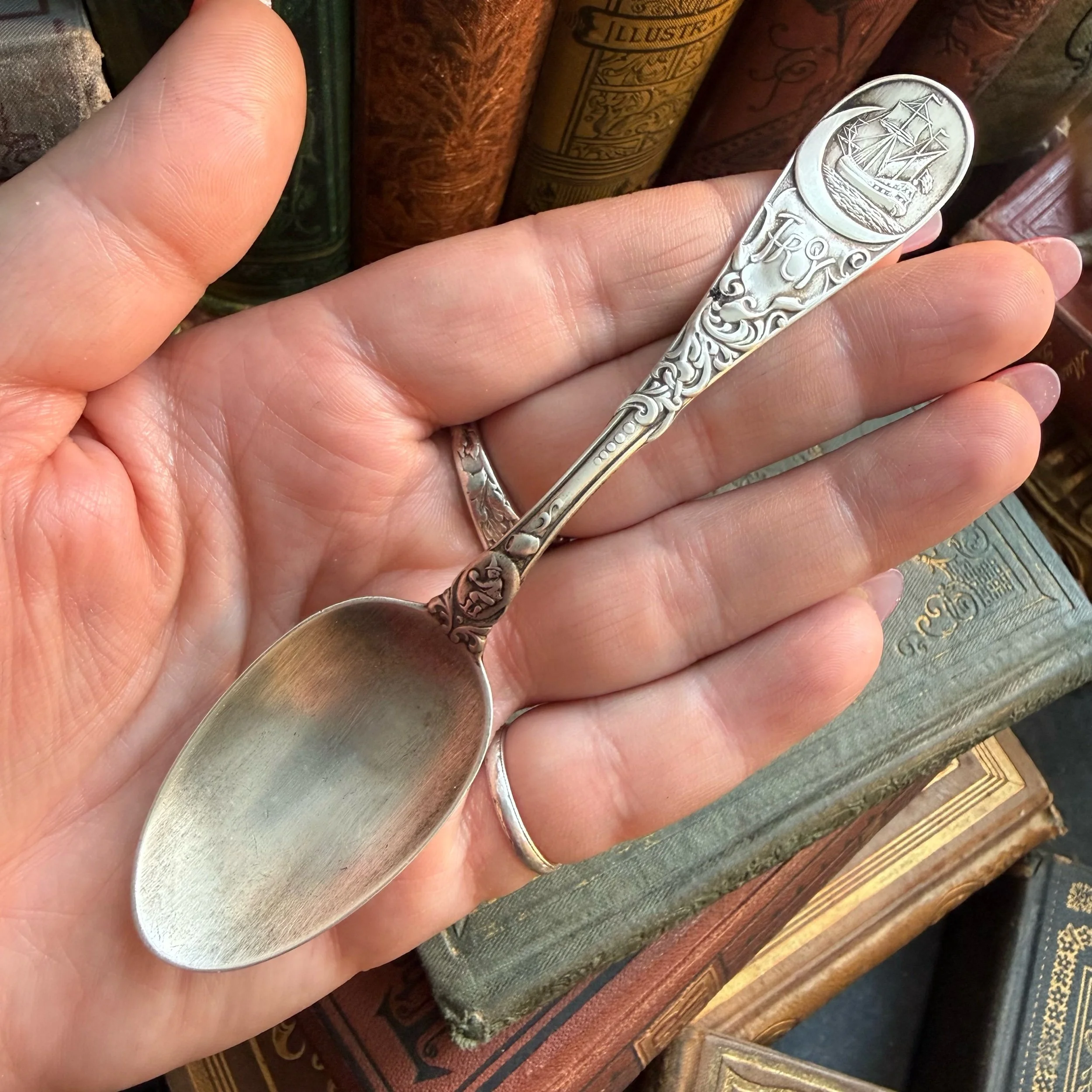 Sterling Spoon Ring - Sailing Through the Moon Troy - LadyForge Jewelry