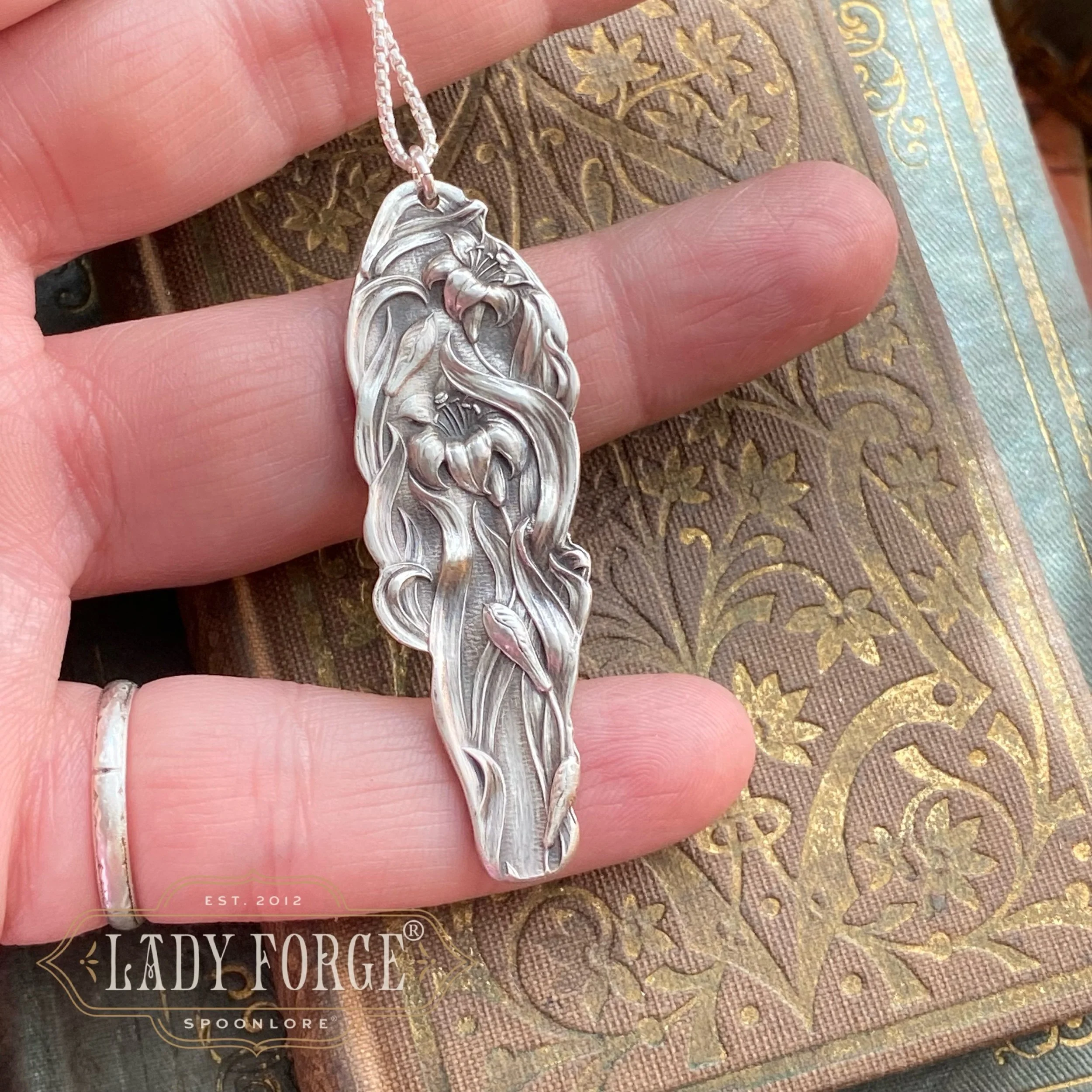 Sterling Spoon Necklace - Rejoicing Cherub - LadyForge Jewelry