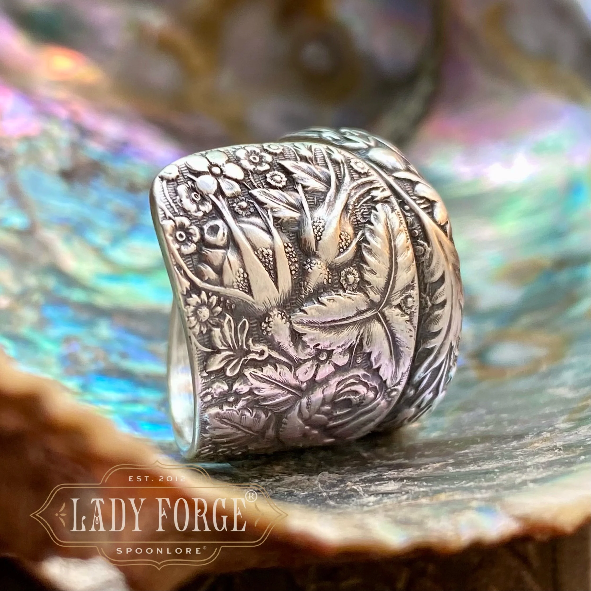 1884 Arlington Garden Sterling Spoon Ring - LadyForge Jewelry