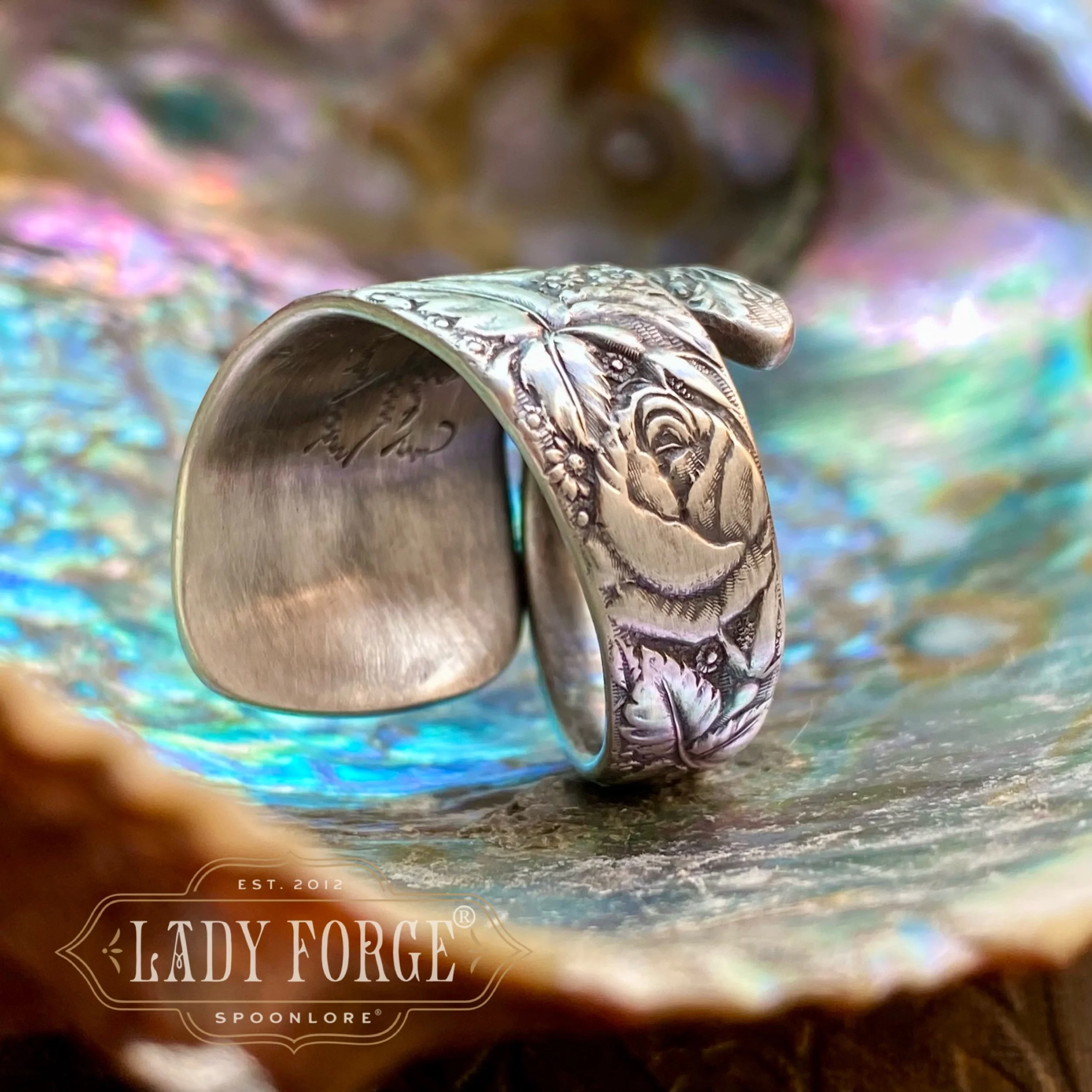 1884 Arlington Garden Sterling Spoon Ring - LadyForge Jewelry