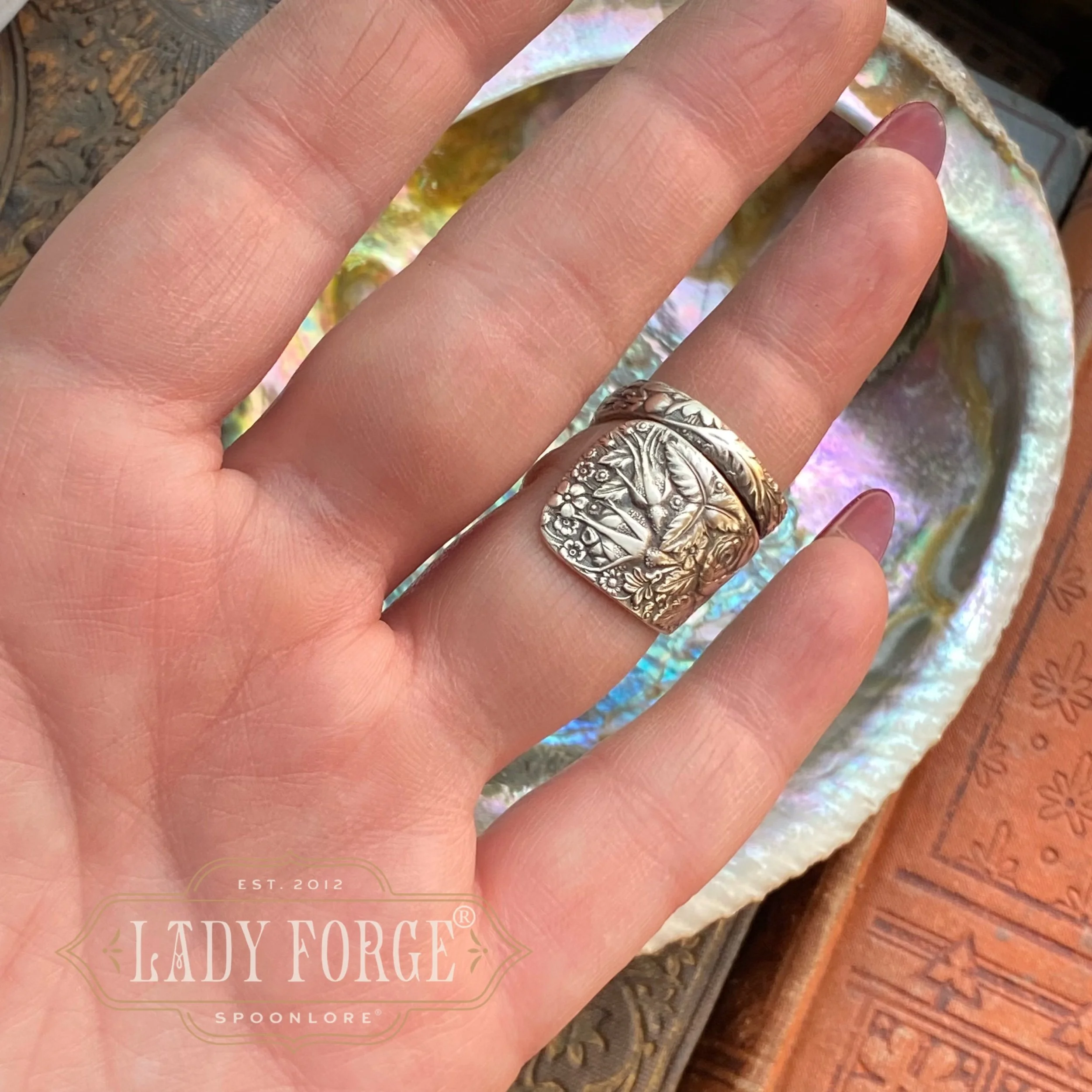 1884 Arlington Garden Sterling Spoon Ring - LadyForge Jewelry