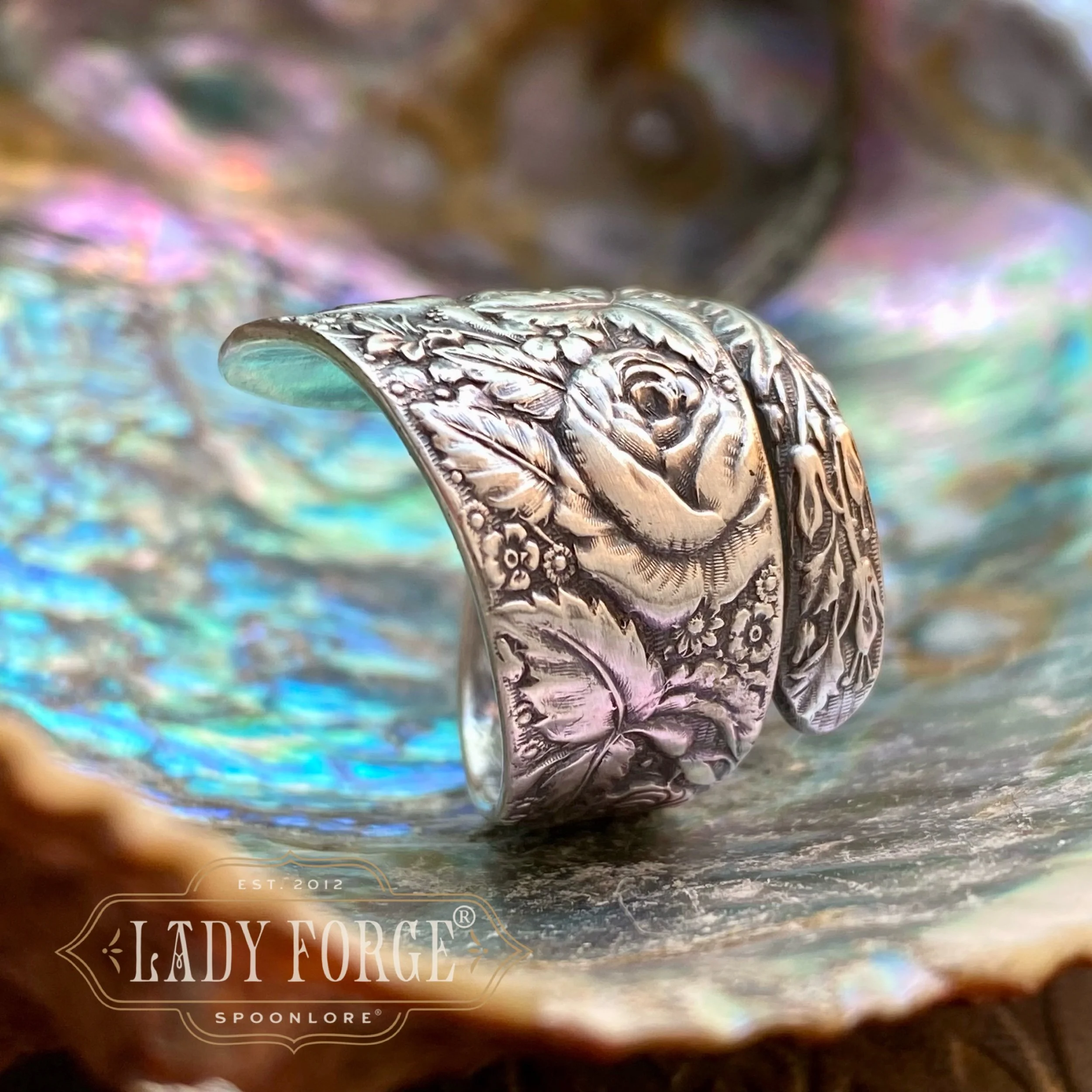 1884 Arlington Garden Sterling Spoon Ring - LadyForge Jewelry