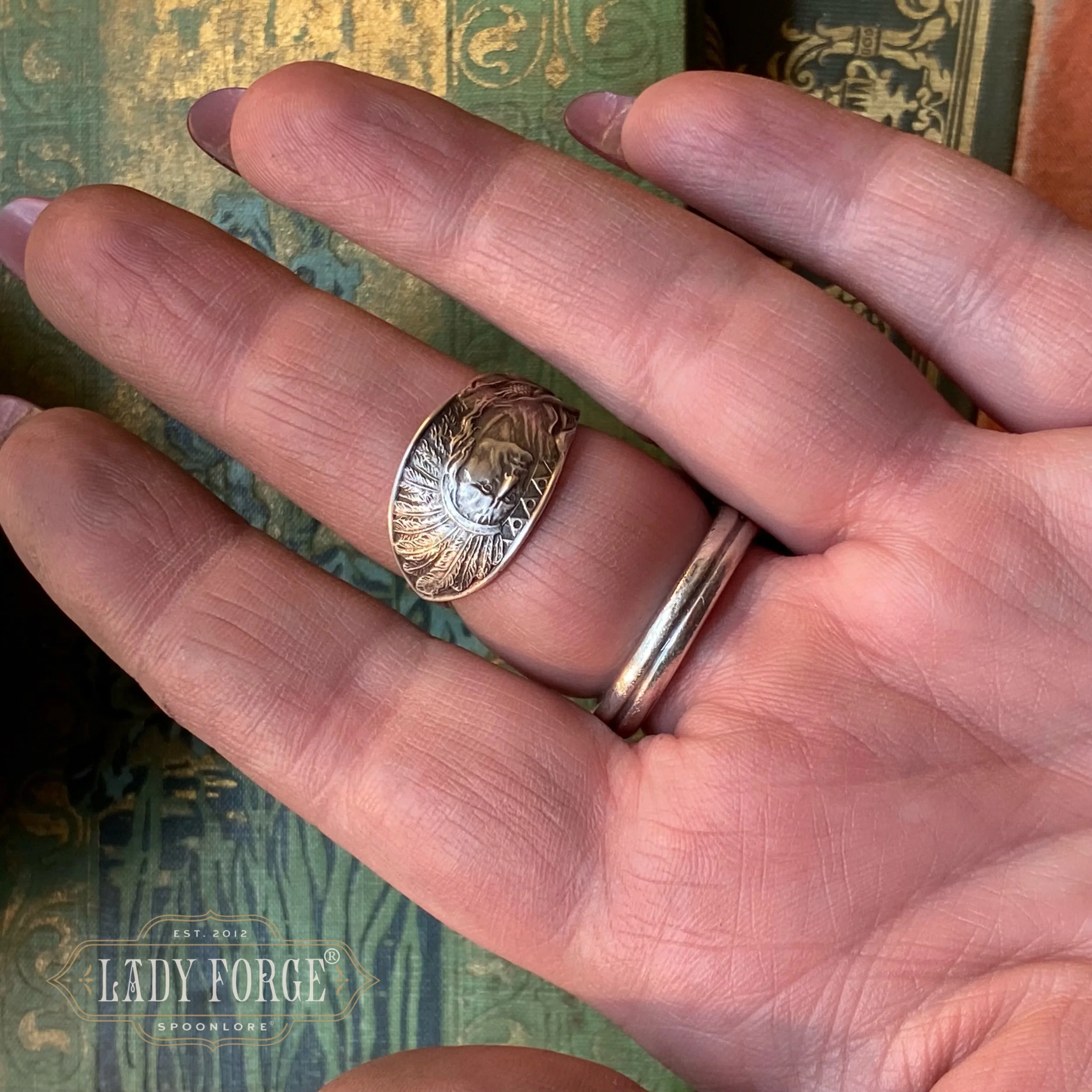 Native Warrior Sterling Spoon Ring - LadyForge Jewelry