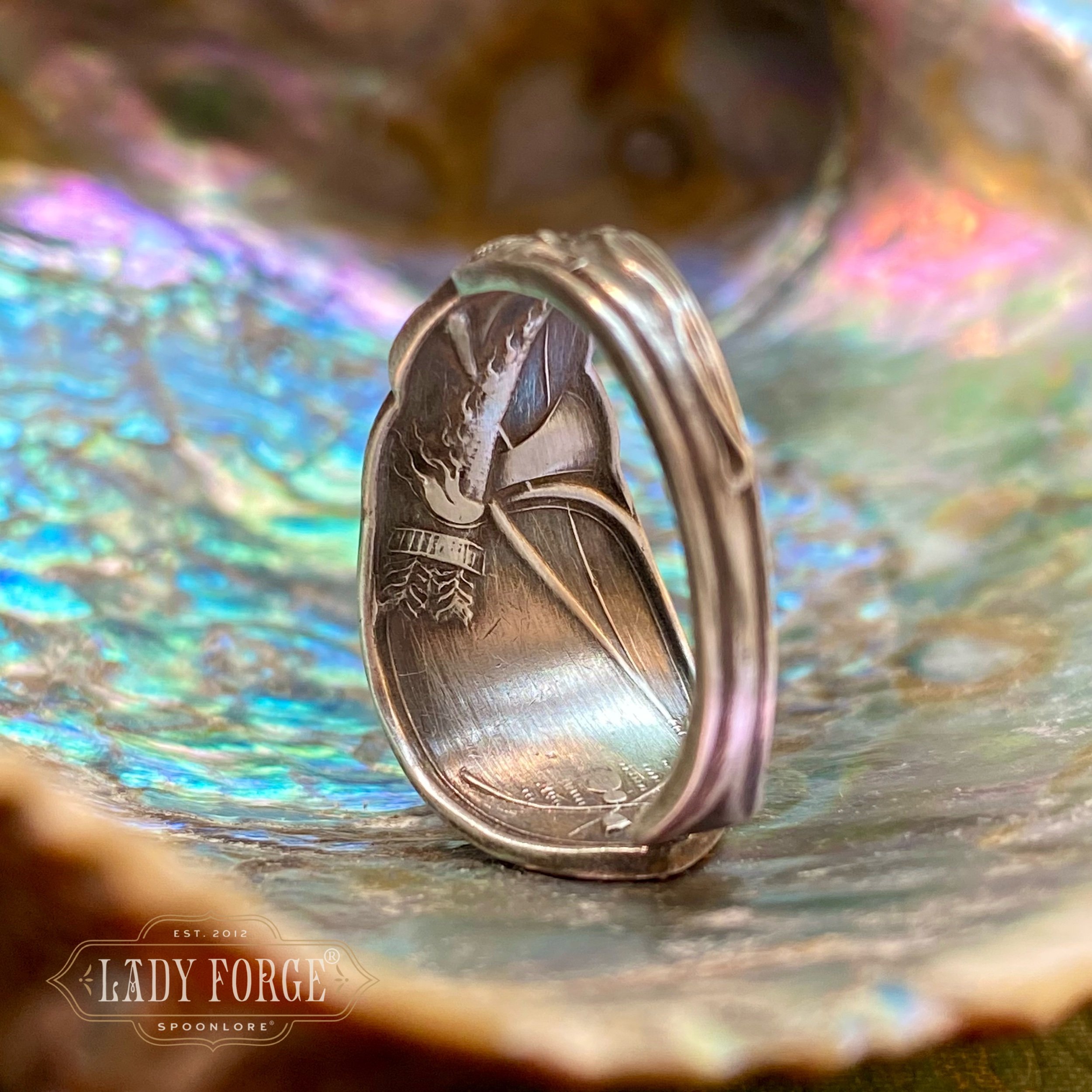 Native Warrior Sterling Spoon Ring - LadyForge Jewelry