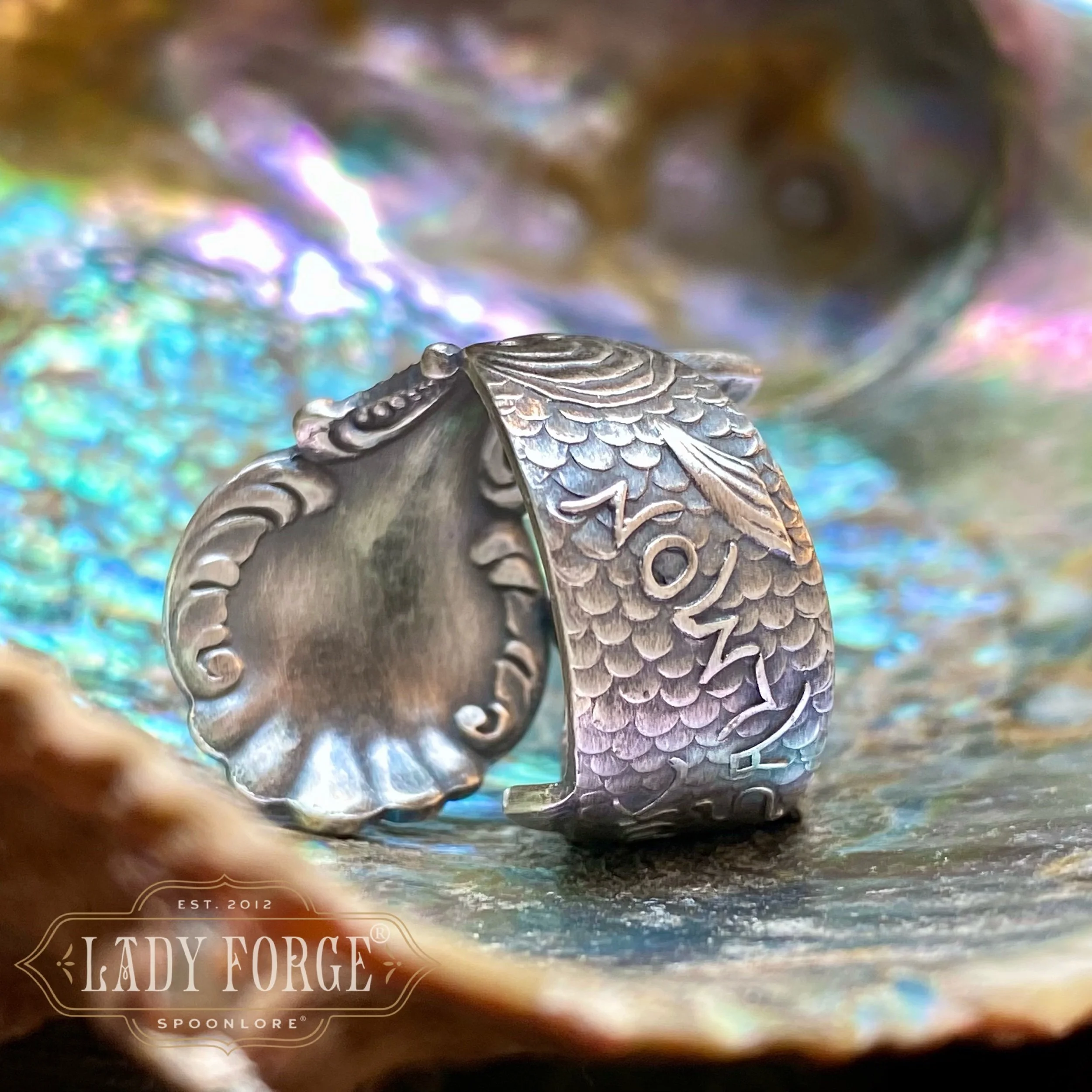 Chinook Salmon Sterling Spoon Ring - LadyForge Jewelry