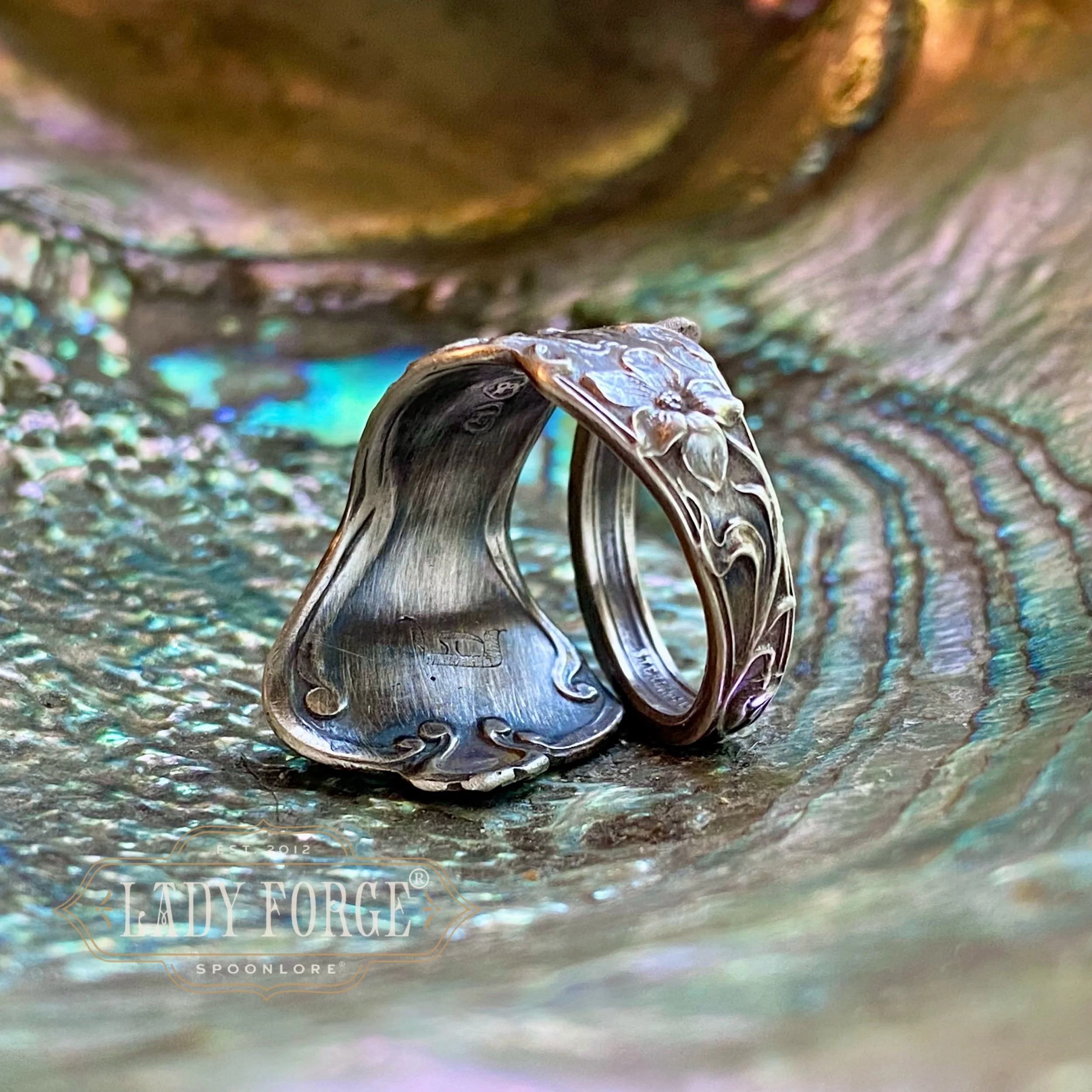 1900 Daphne Maiden Sterling Spoon Ring - LadyForge Jewelry