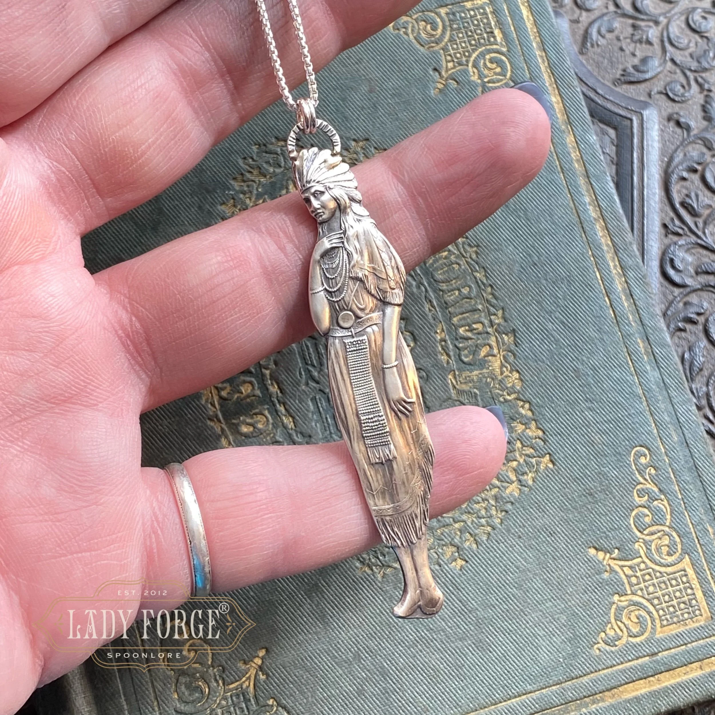 Native Maiden Sterling Spoon Necklace - LadyForge Jewelry